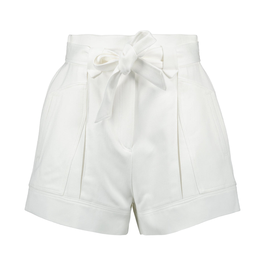 (W) 이로 하노 벨티드 하이 웨이스트 테일러드 쇼츠 화이트((W) Iro Hannou Belted High Waist Tailored Shorts White)