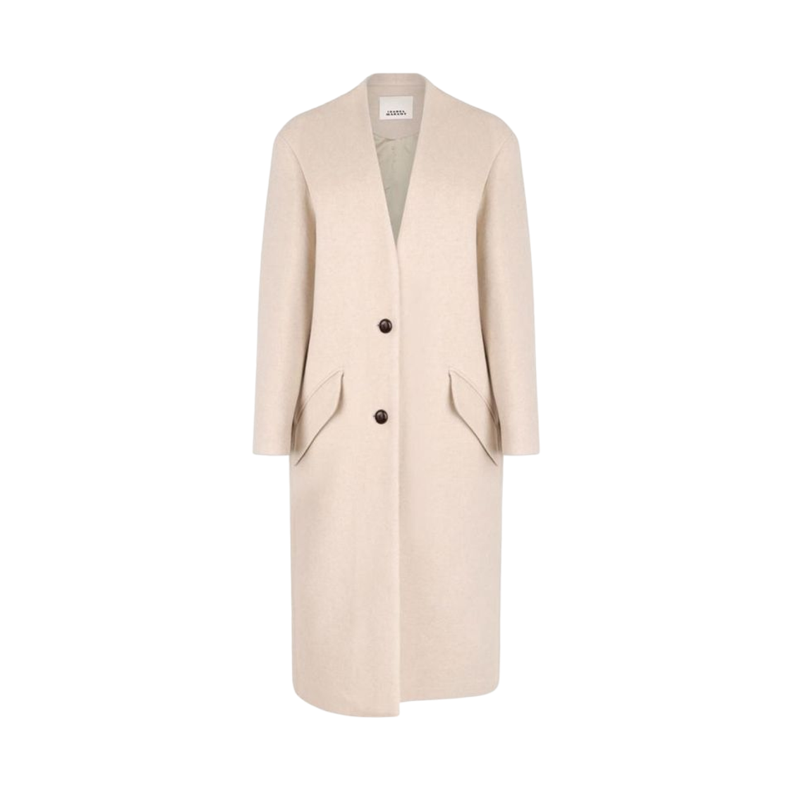 MA0439FA-B1D03I-23EC (W) Isabel Marant Florane Wool Blend Long Coat Ecru - 25FW