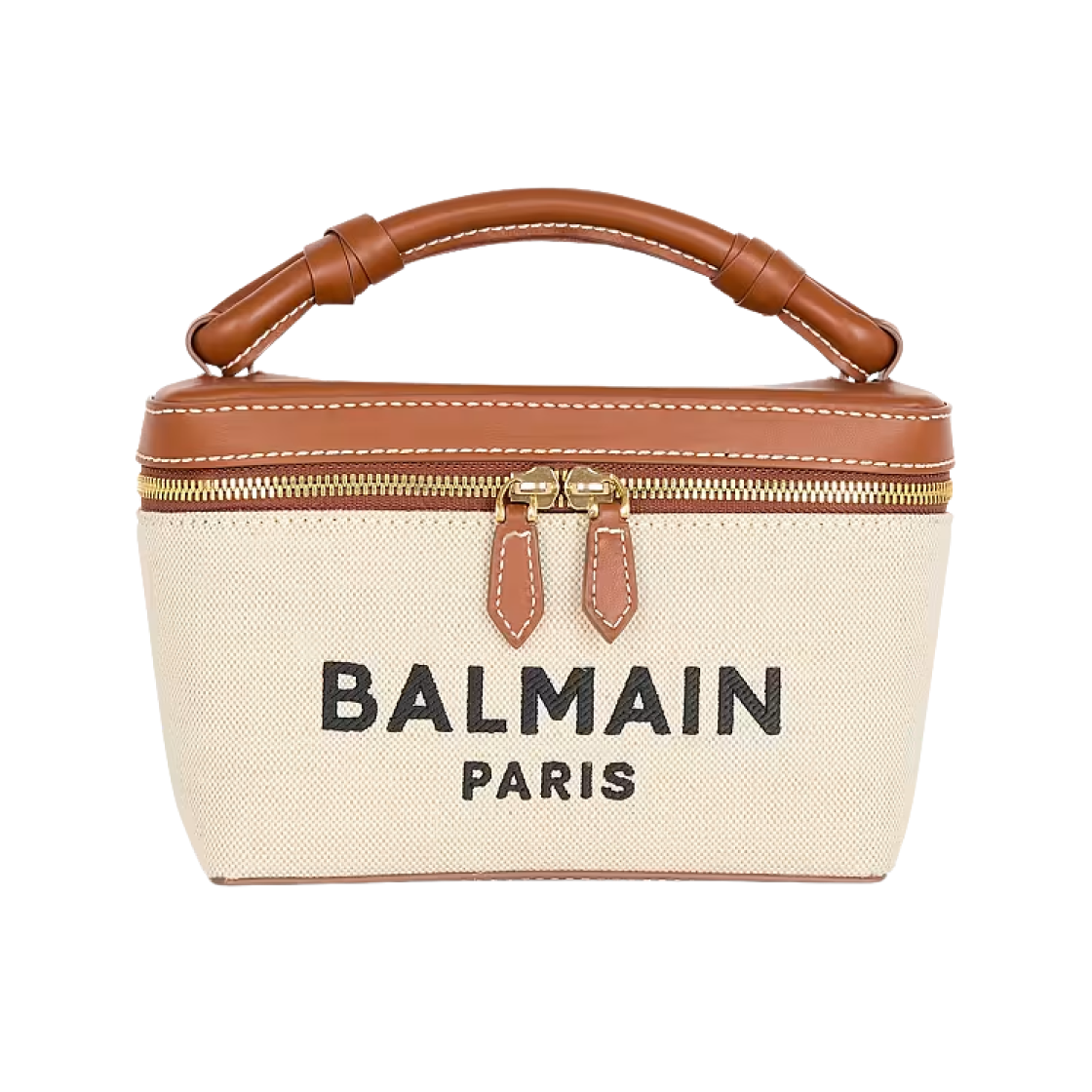 DN1BG921TCFEGEM Balmain B-Army Vanity Case in Canvas Leather Beige