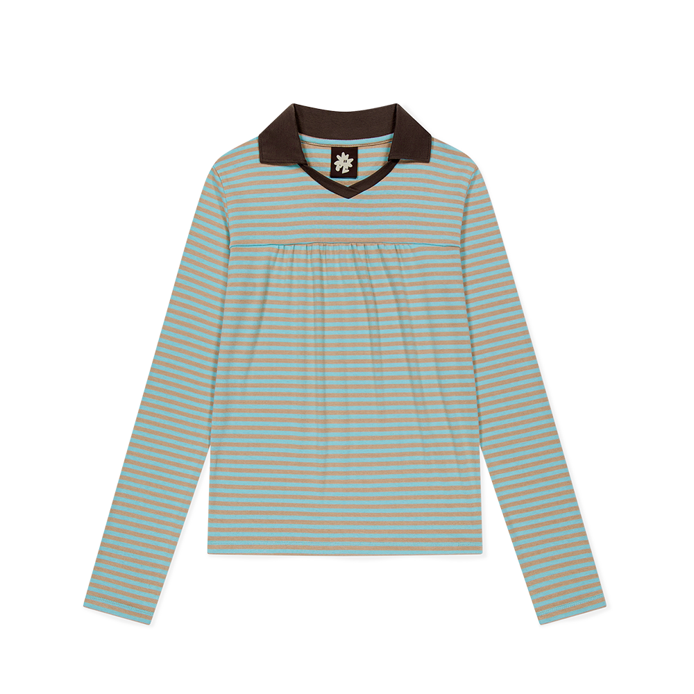 SL253TTSLT51BL [5% 적립] sunlovetour W 72 Stripe LS Polo Blue