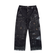 Resurrection13 Painted Detail Double Knee Pants Black