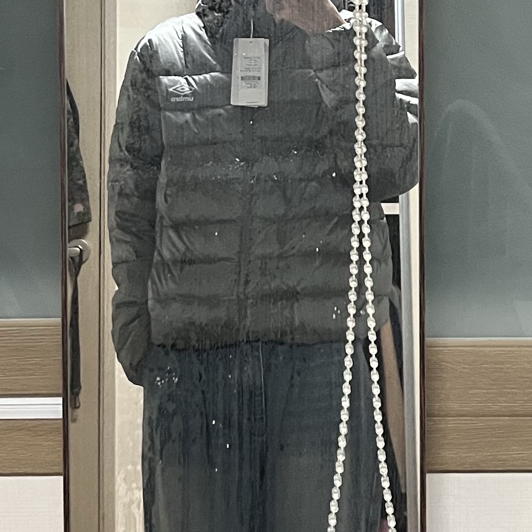 Umbro Featherflex Light Weight Hooded Down Jacket Grey Khaki 착용 스타일