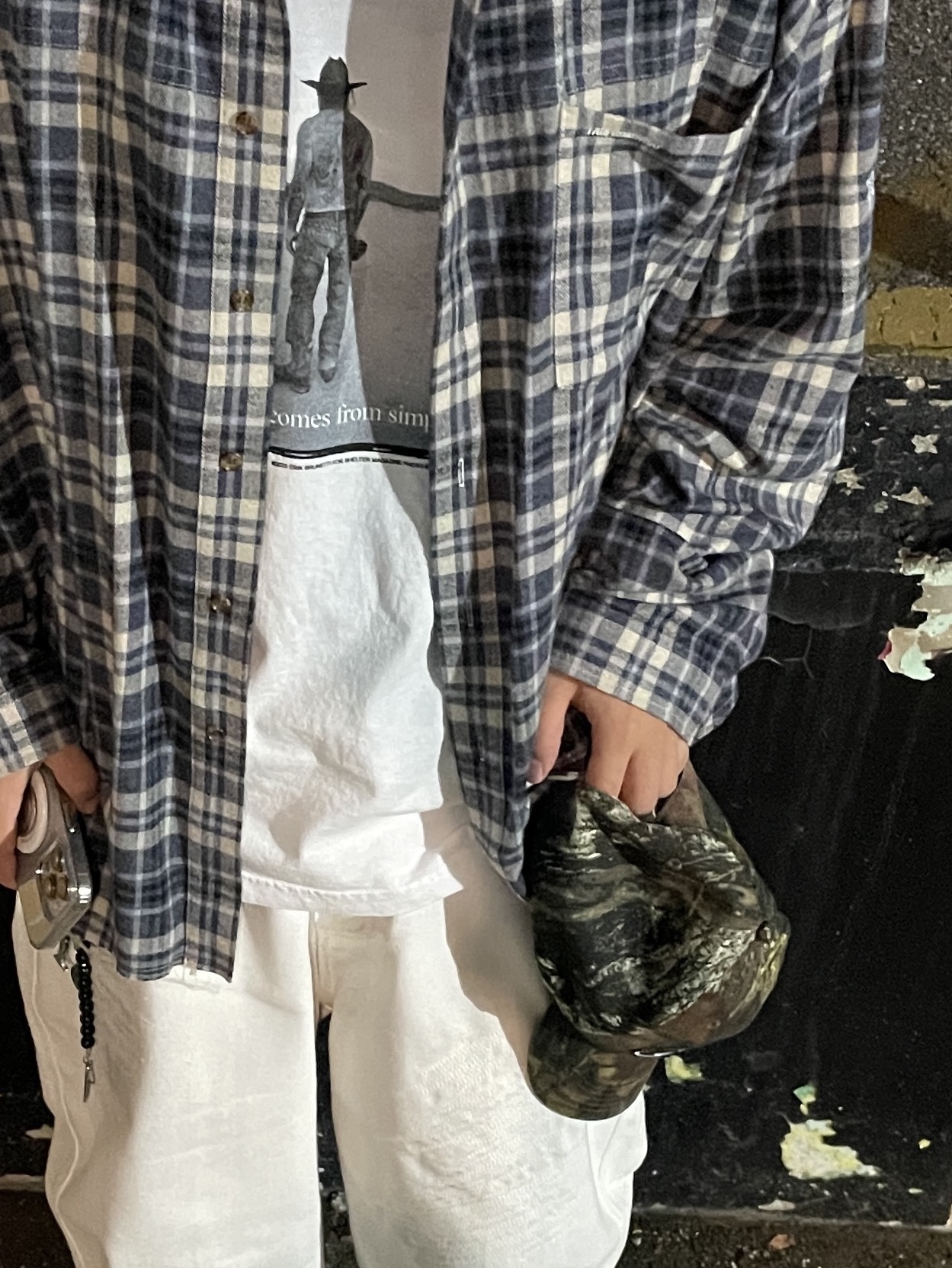 Farfromwhat Far Flannel Shirts Blue, Balenciaga Combat Strike 20mm Boots Black 착용 스타일 - 1