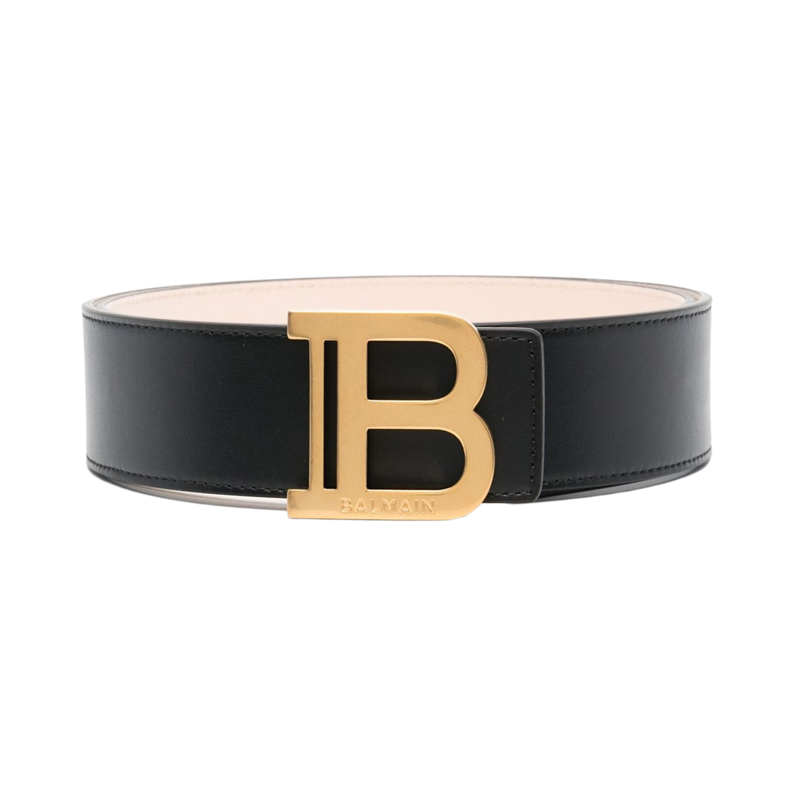 EN1WJ002LVTL0PA (W) Balmain Leather B-Belt Black