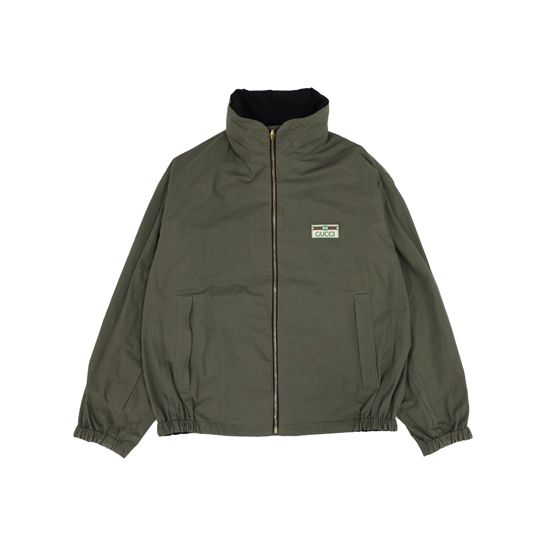ITK4OIECJUJ7 Gucci 639277 Web Stripe Reversible Jacket - Khaki/Black