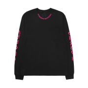 Chrome Hearts Pink Neck Script Logo Long Sleeve Pocket Crew Black