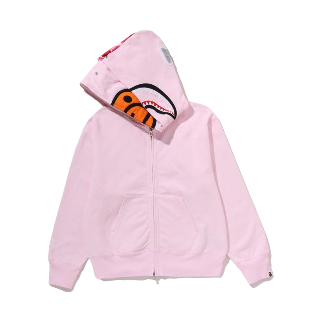 (W) 베이프 마일로 샤크 풀 집 더블 후드 핑크((W) BAPE Milo Shark Full Zip Double Hoodie Pink) - 3