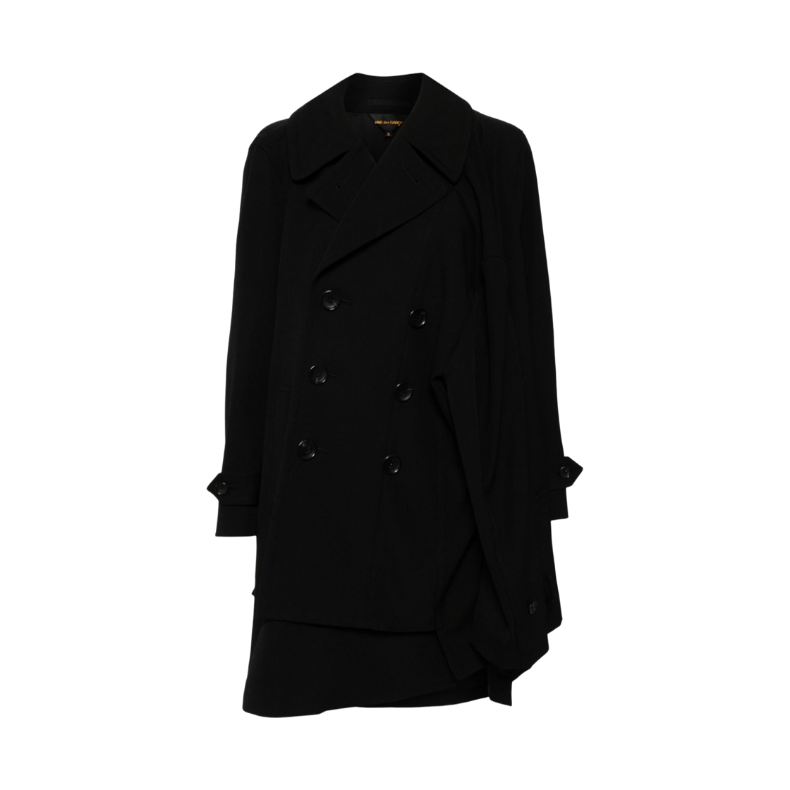 (W) 꼼데가르송 어시메트릭 드레이프 코트 블랙((W) Comme des Garcons Asymmetric Draped Coat Black)