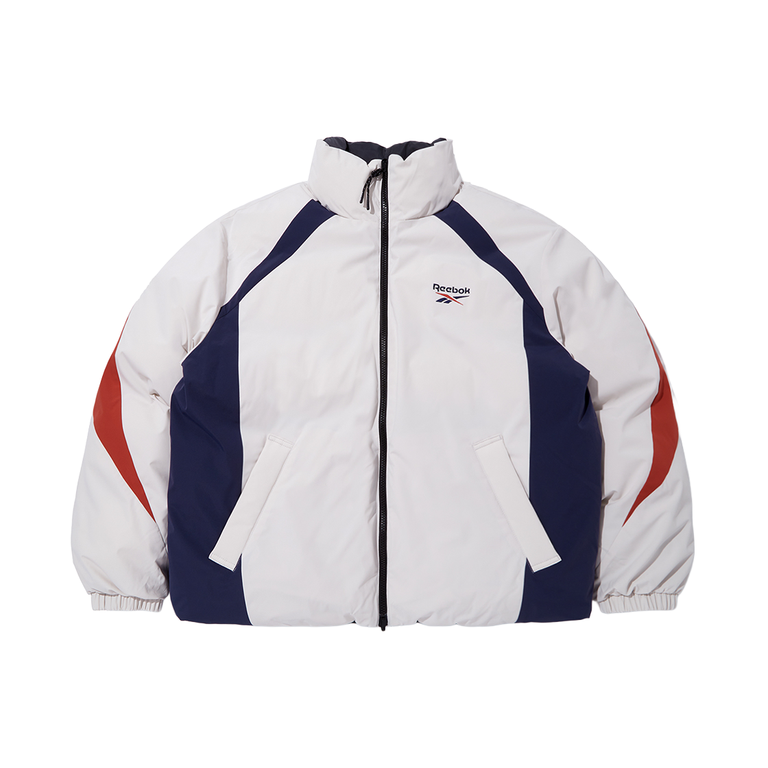 REJU5FP52I4 Reebok Vector Reversible Ball Padded Jacket Pale Beige Charcoal