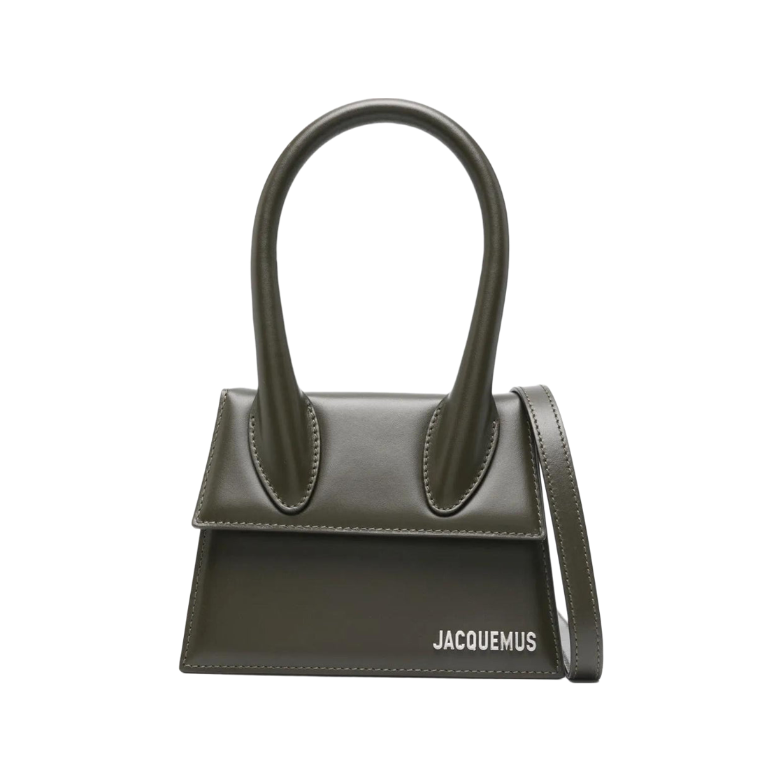 자크뮈스 르 치키토 폴드오버 모옌 레더 핸드백 다크 카키(Jacquemus Le Chiquito Moyen Leather Handbag Dark Khaki)