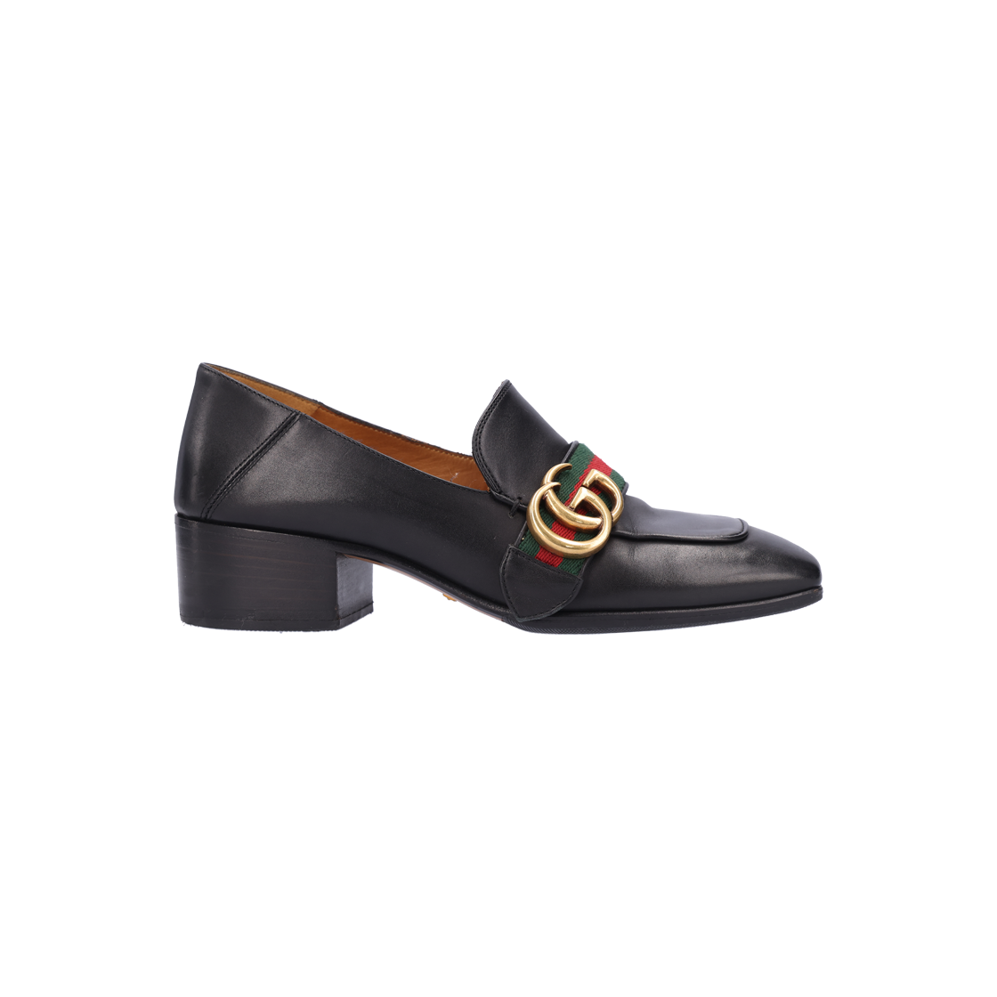 ITGAHFST3EFE Gucci GG Marmont Mid Heel Leather Pumps - Black, Size 36