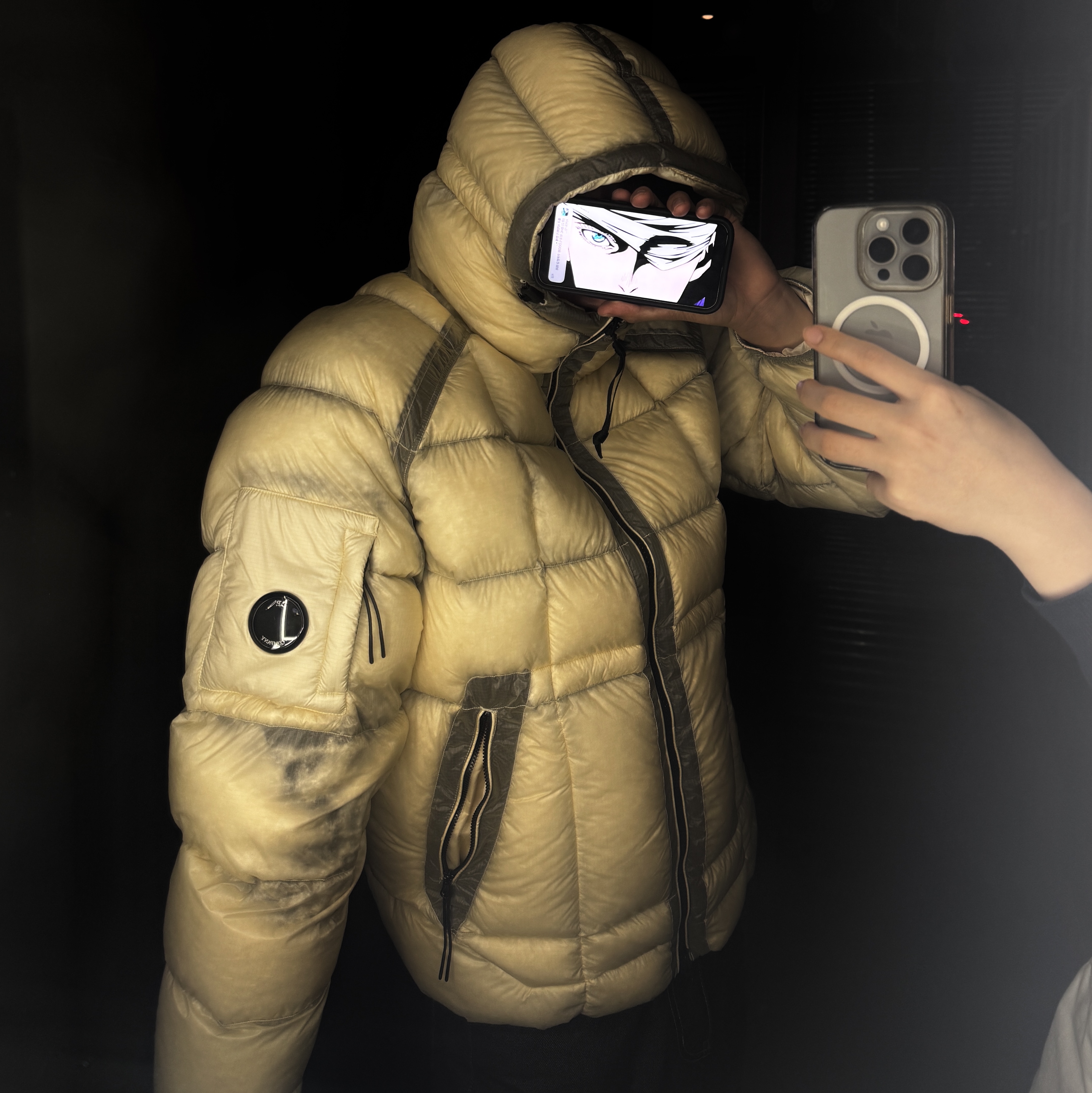 C.P. Company D.D. Shell Hooded Down Jacket Pistachio Shell Beige - 25FW 착용 스타일