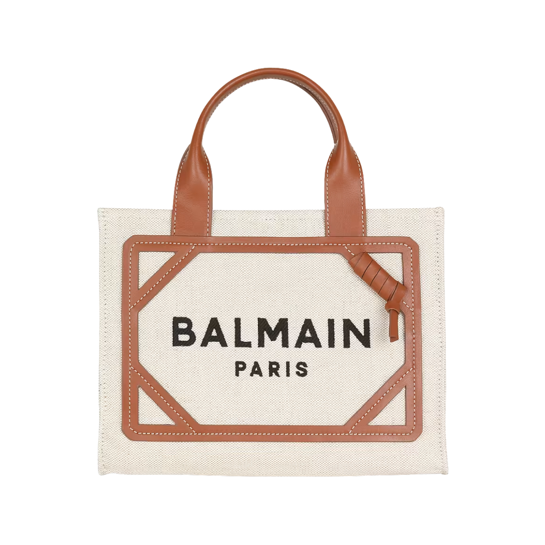 발망 캔버스 레더 B-아미 스몰 토트백 베이지(Balmain B-Army Small Tote Bag in Canvas and Leather Beige)