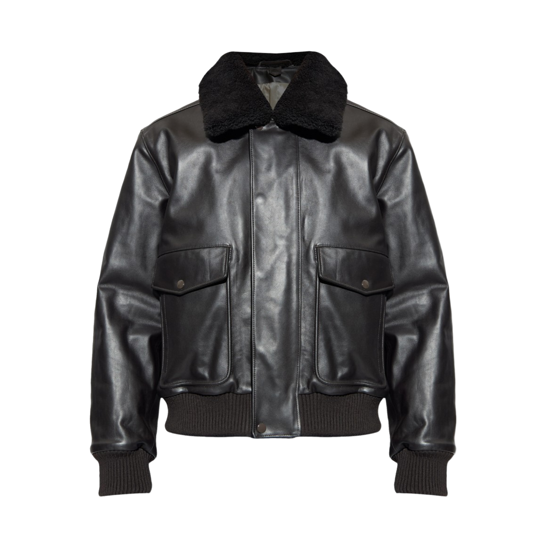 OW1171-LL0145-514 Lemaire Tumbled Cow Leather Blouson Charred Oak