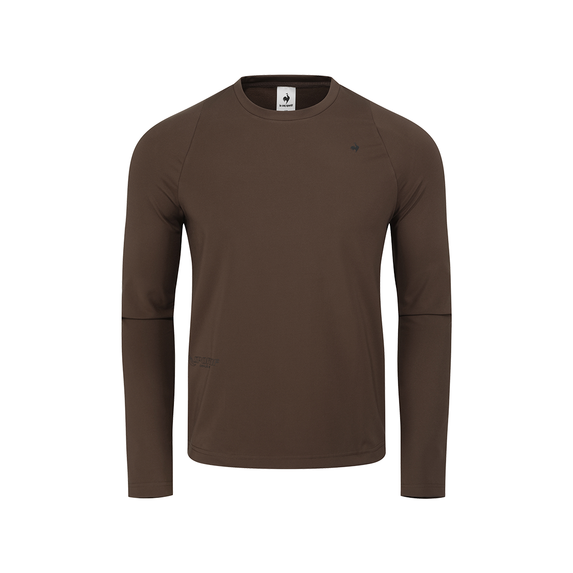 QQ413ERLO1_BRW0 le coq sportif Regular Fit Brushed Poly-Spandex Long Sleeve Tee Brown