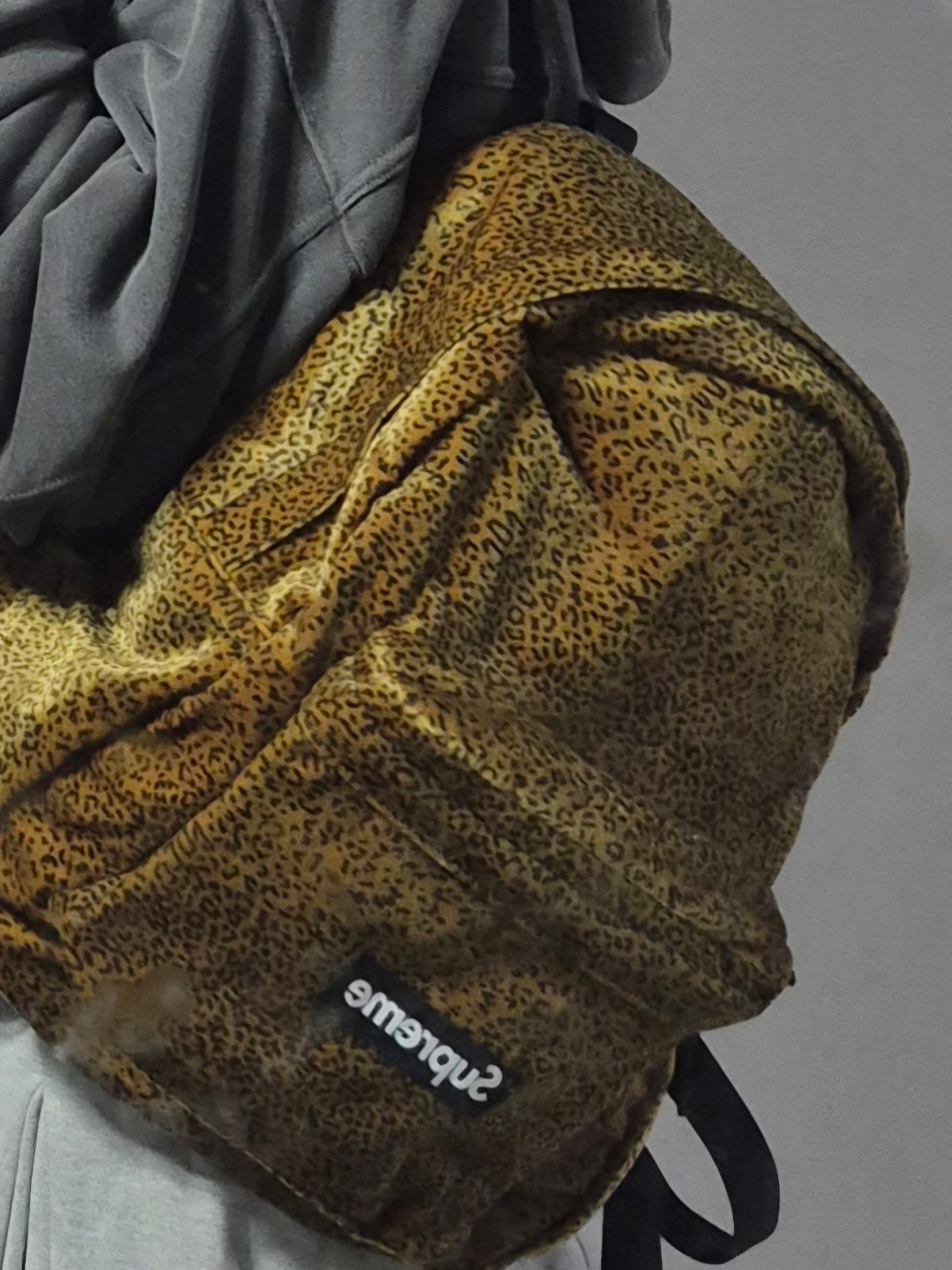 Supreme Velvet Backpack Tan Leopard - 25FW 착용 스타일 - 1