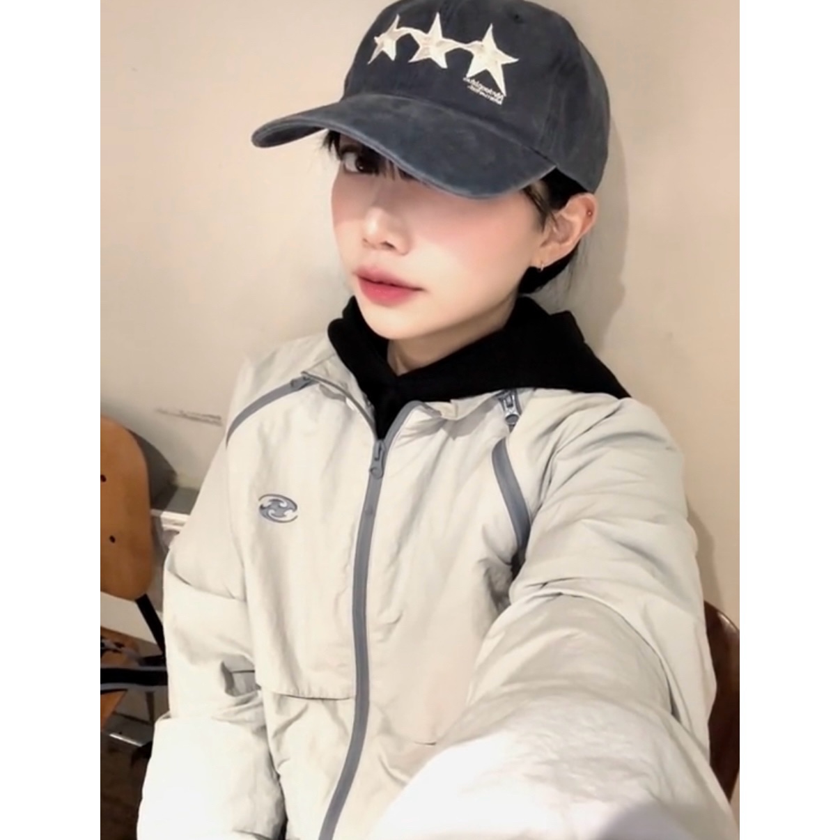 Sansan Gear Slash Zipper Jacket Light Grey - 24SS 착용 스타일 - 2