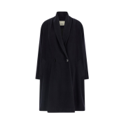 (W) Isabel Marant Elise Wool Blend Long Coat Black Midnight - 25FW