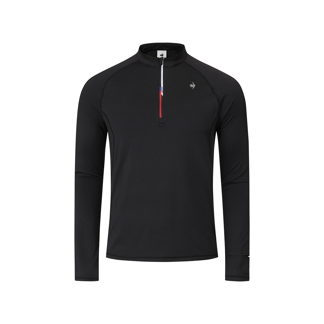 르꼬끄 스포르티브 유니 약기모 하프집 긴팔티 - 블랙 QQ413ERLO2(le coq sportif Regular Fit Lightly Brushed Half-Zip Long Sleeve Tee Black)