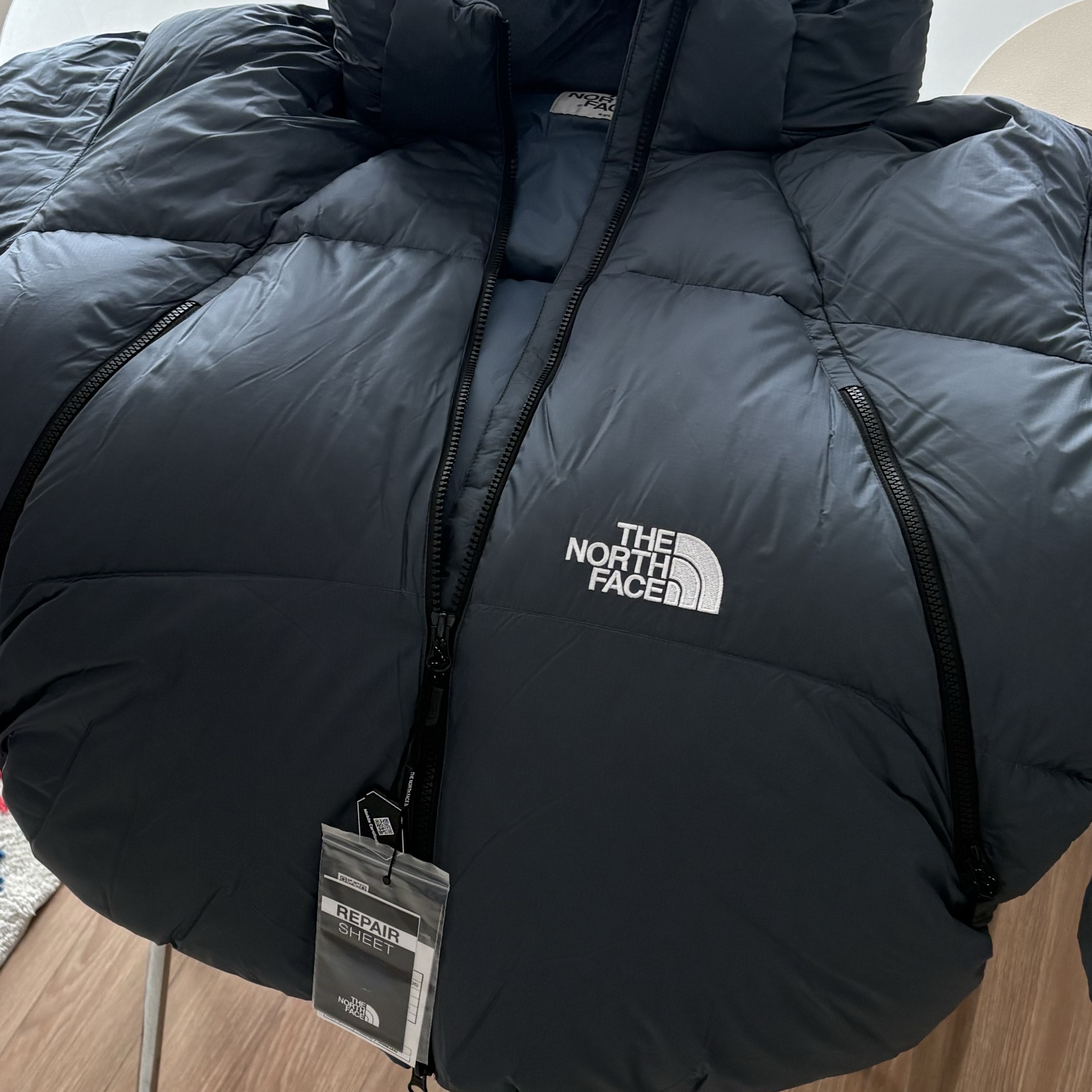 The North Face White Label Project Down Jacket RDS Dusk Blue 착용 스타일