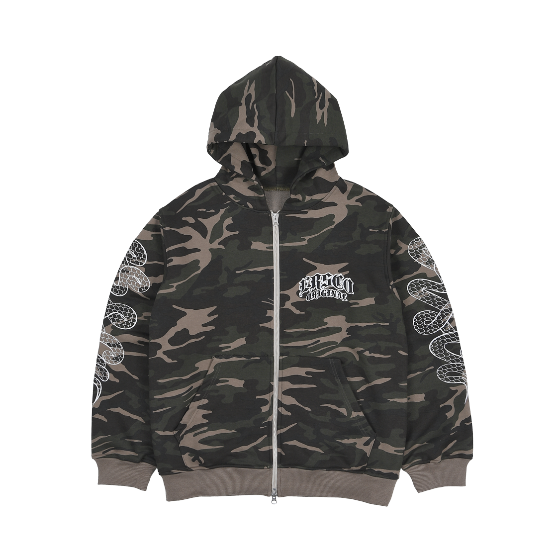 ersco-0128 ersco Snake Hoodie Zip Camo