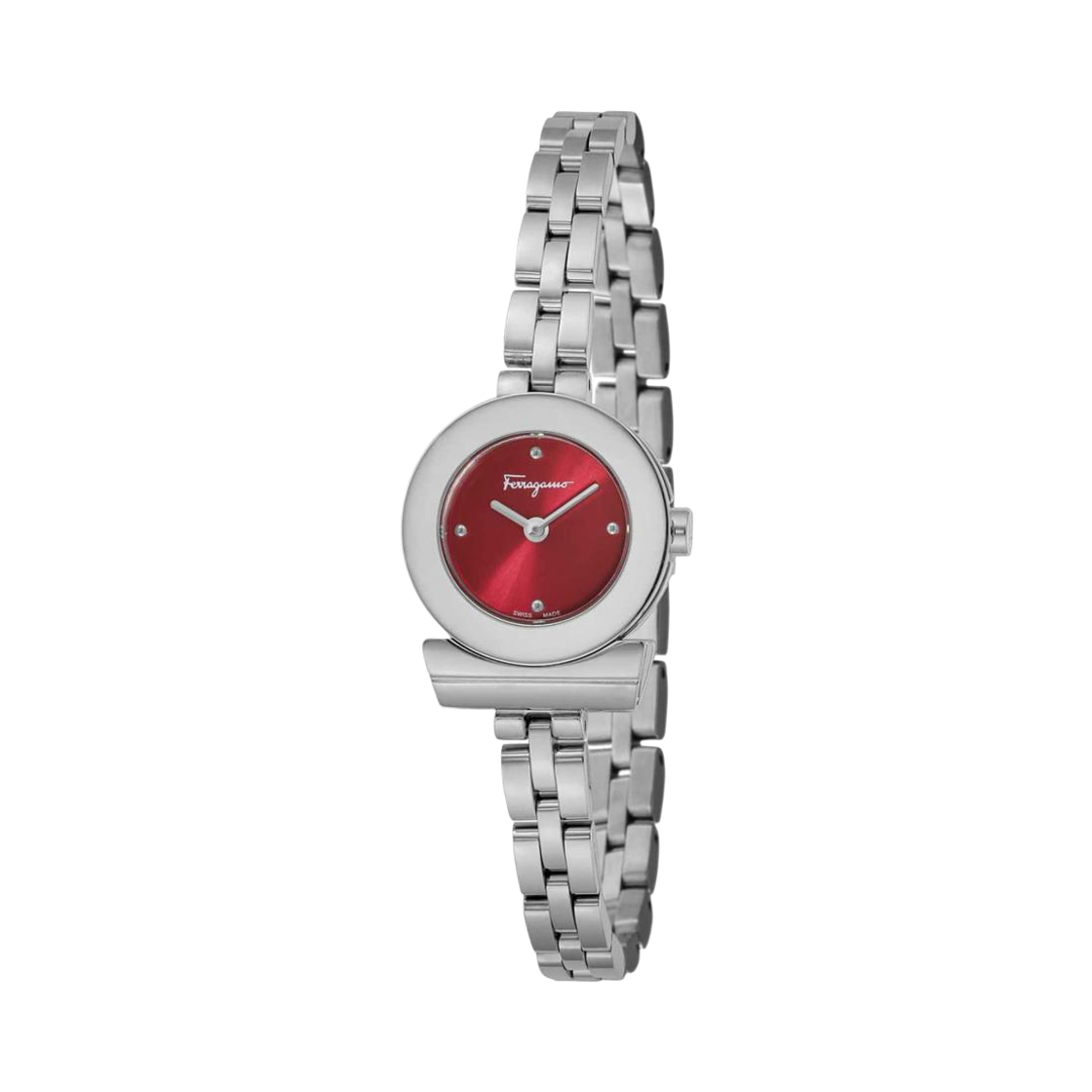 (W) 페라가모 간치니 쿼츠 22.5mm 스테인리스 스틸 레드((W) Ferragamo Gancini Quartz 22.5mm Stainless Steel Red)