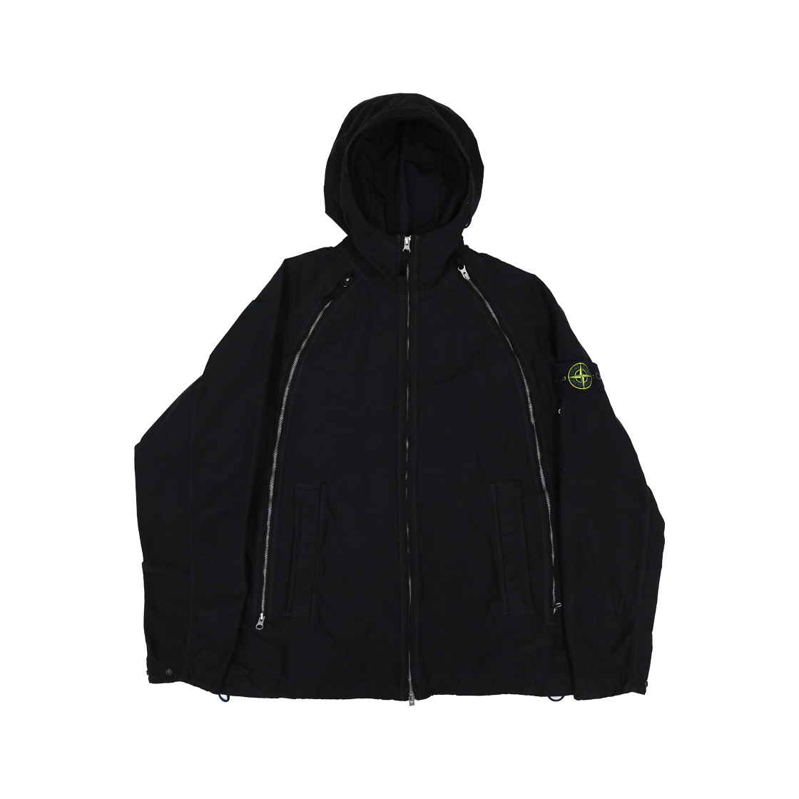 ITTM6SDGKWQR Stone Island David Light TC Hooded Jacket Anti-Drop with Zip Pockets - Black