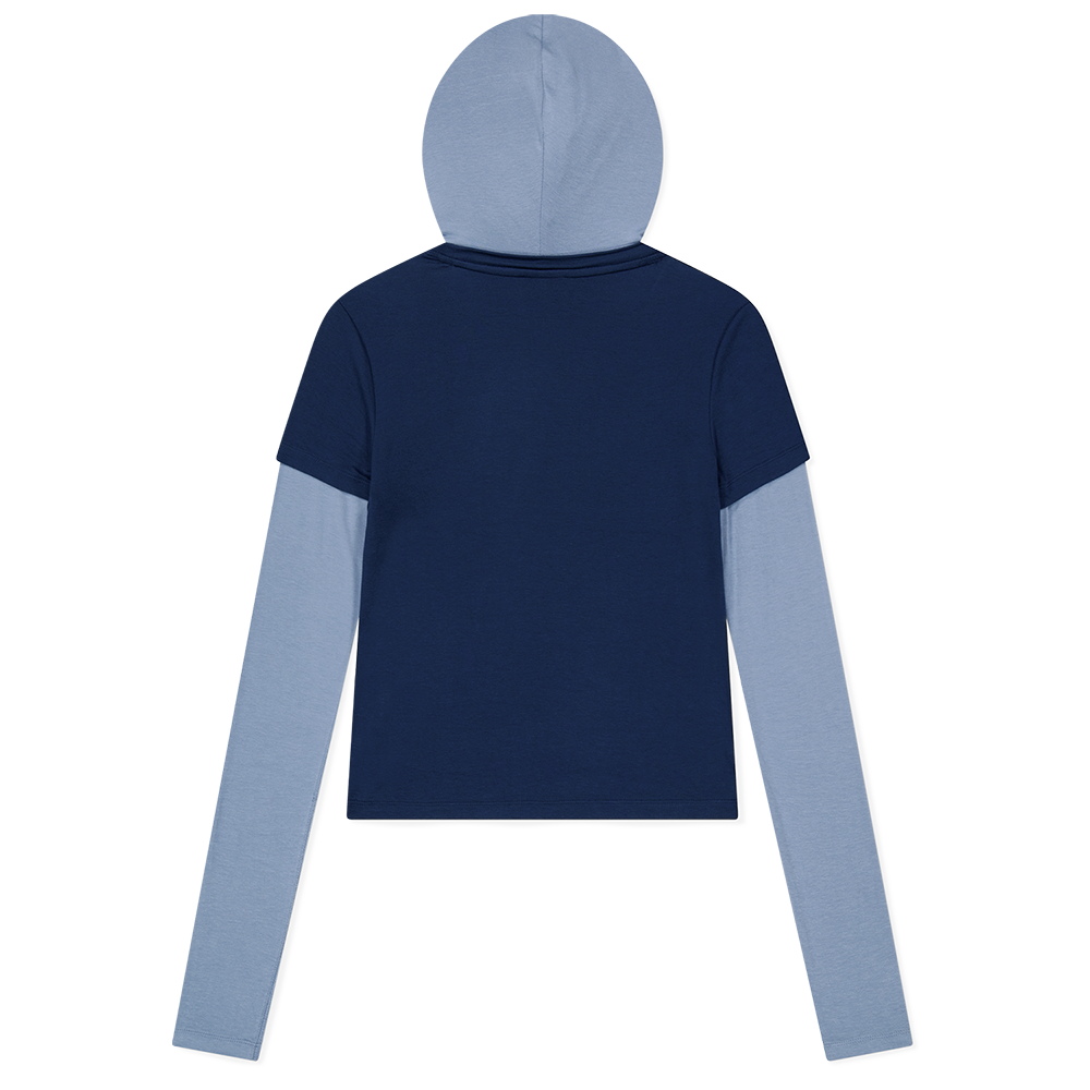 [트리플적립]썬러브 우먼스 프로즈 레이어드 후디드 티 블랙([트리플적립]SUNLOVE W Prose Layered Hooded Tee Blue) - 2