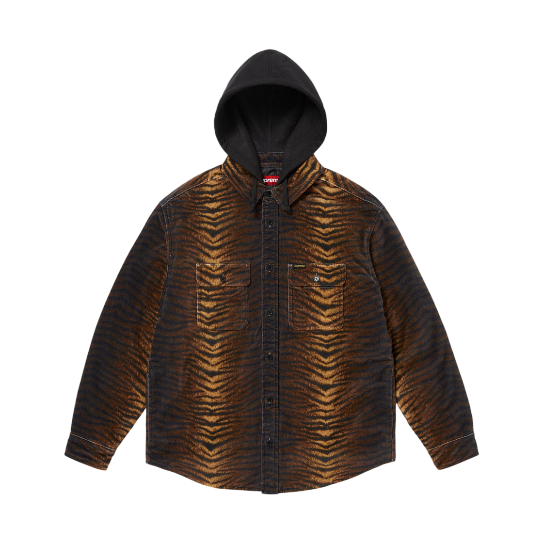 - Supreme Quilted Lined Hooded Velvet Shirt Tiger - 25FW