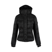 (W) Prada Logo Hooded Down Jacket Black