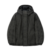 Customellow Denim Dyed Hood Down Jacket Dark Gray