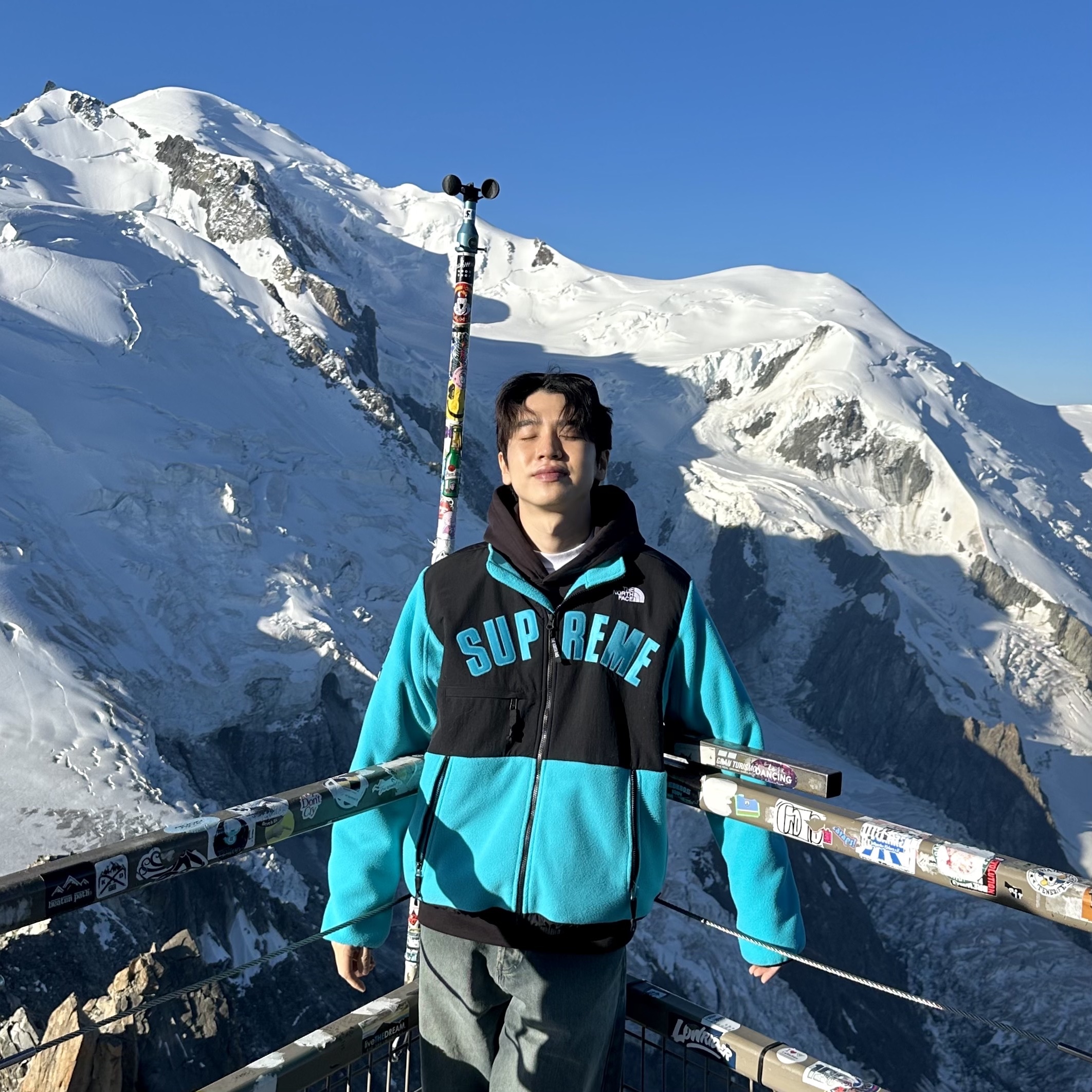 Supreme x The North Face Arc Logo Denali Fleece Jacket Teal - 19SS 착용 스타일
