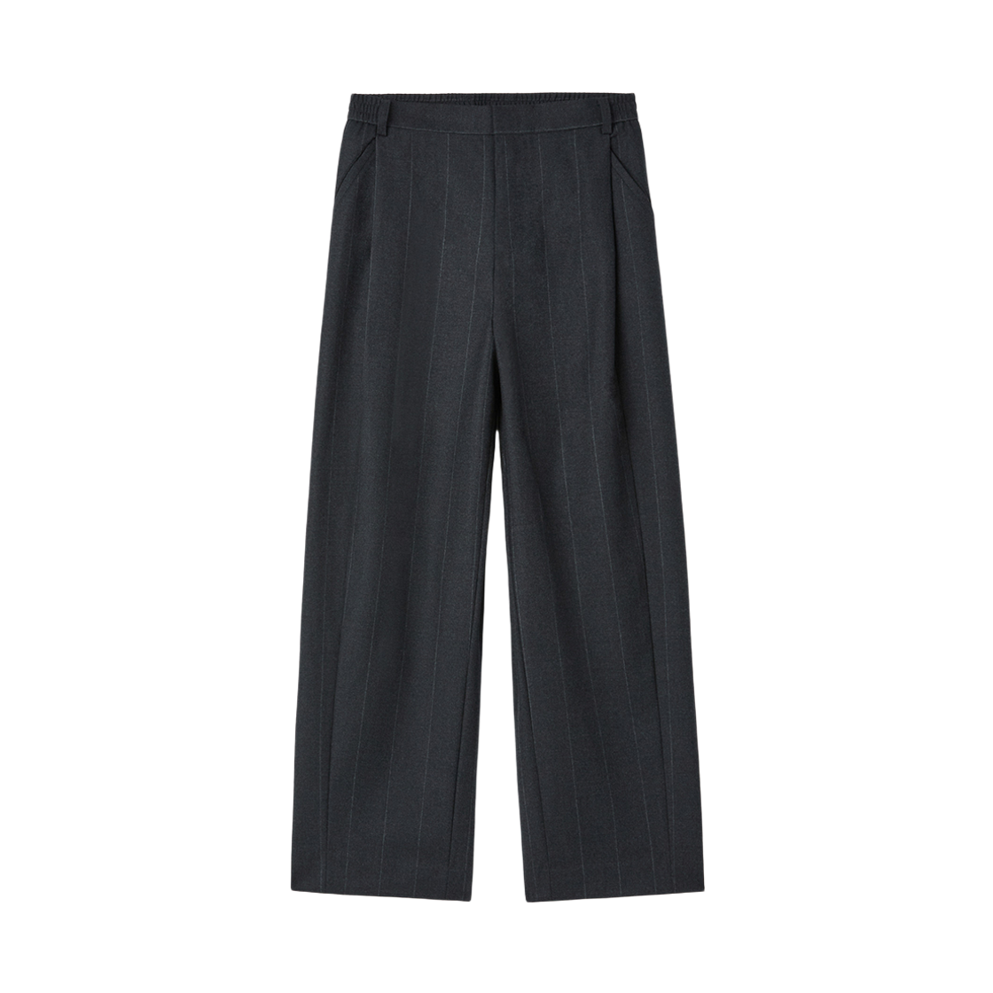 CWPAW25841GYD Customellow Wide Fit One Tuck Striped Setup Pants Dark Gray