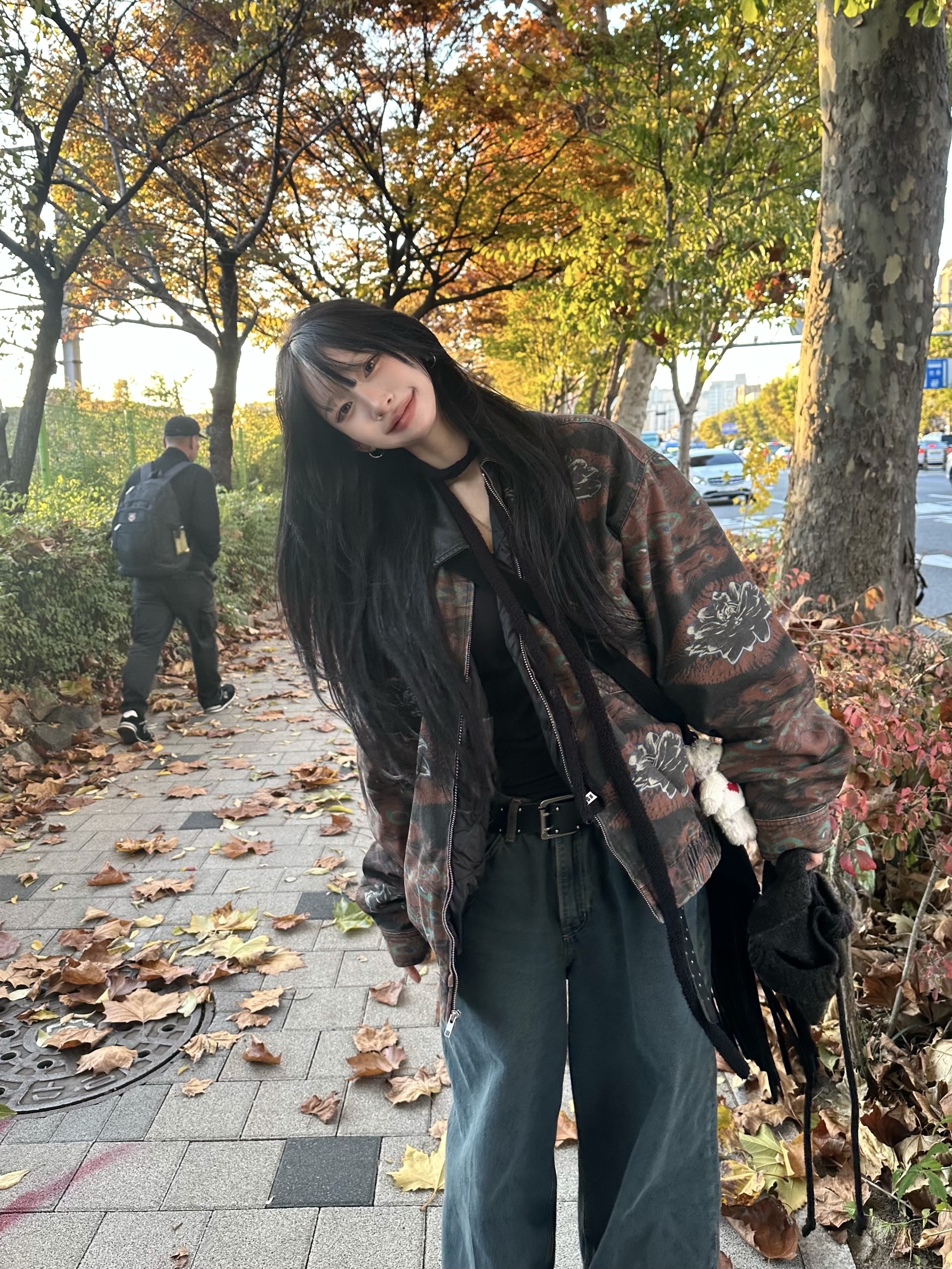 Supreme Leather Collar Utility Jacket Peacock - 23FW 착용 스타일 - 2