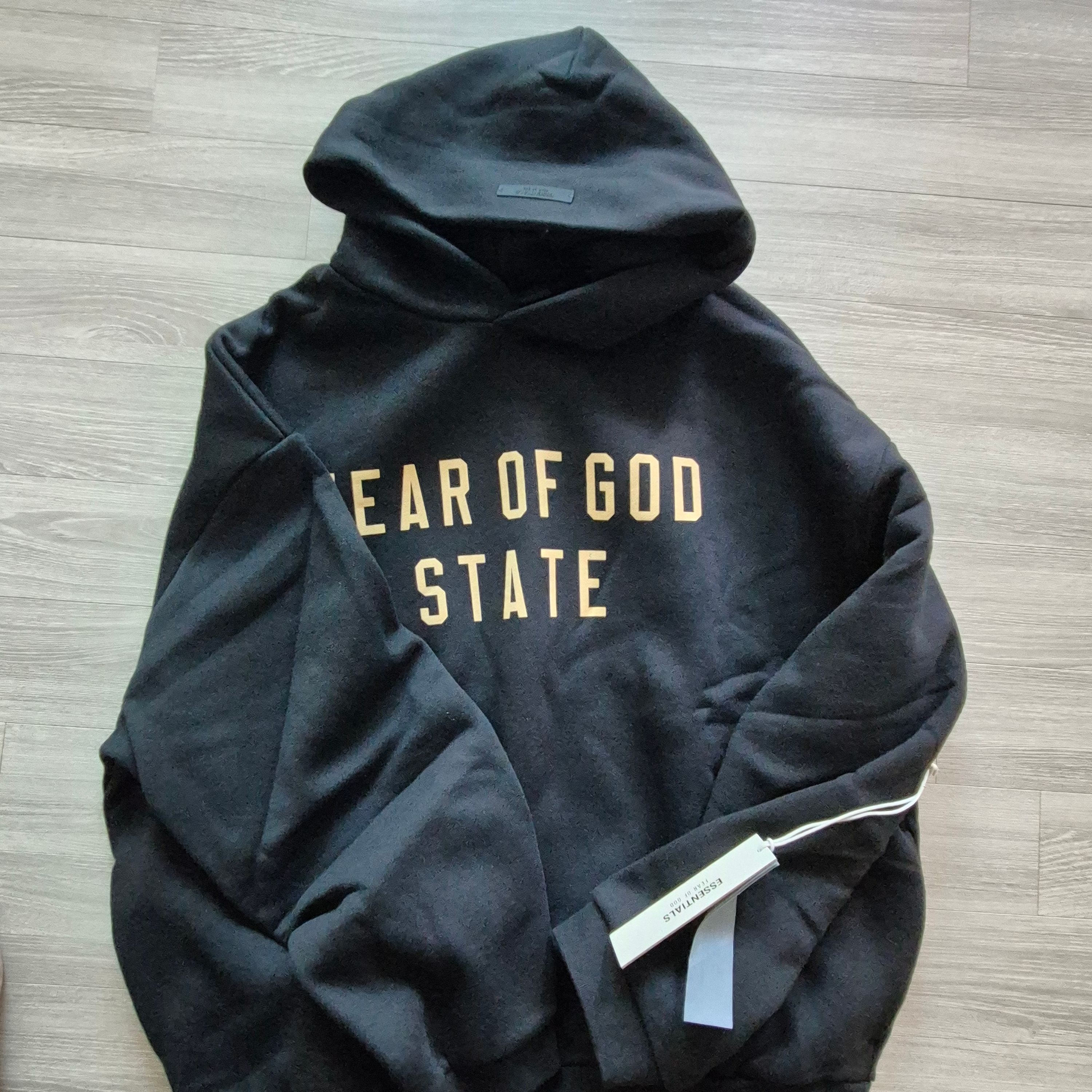 Essentials Fleece State Hoodie Black - 24FW 착용 스타일