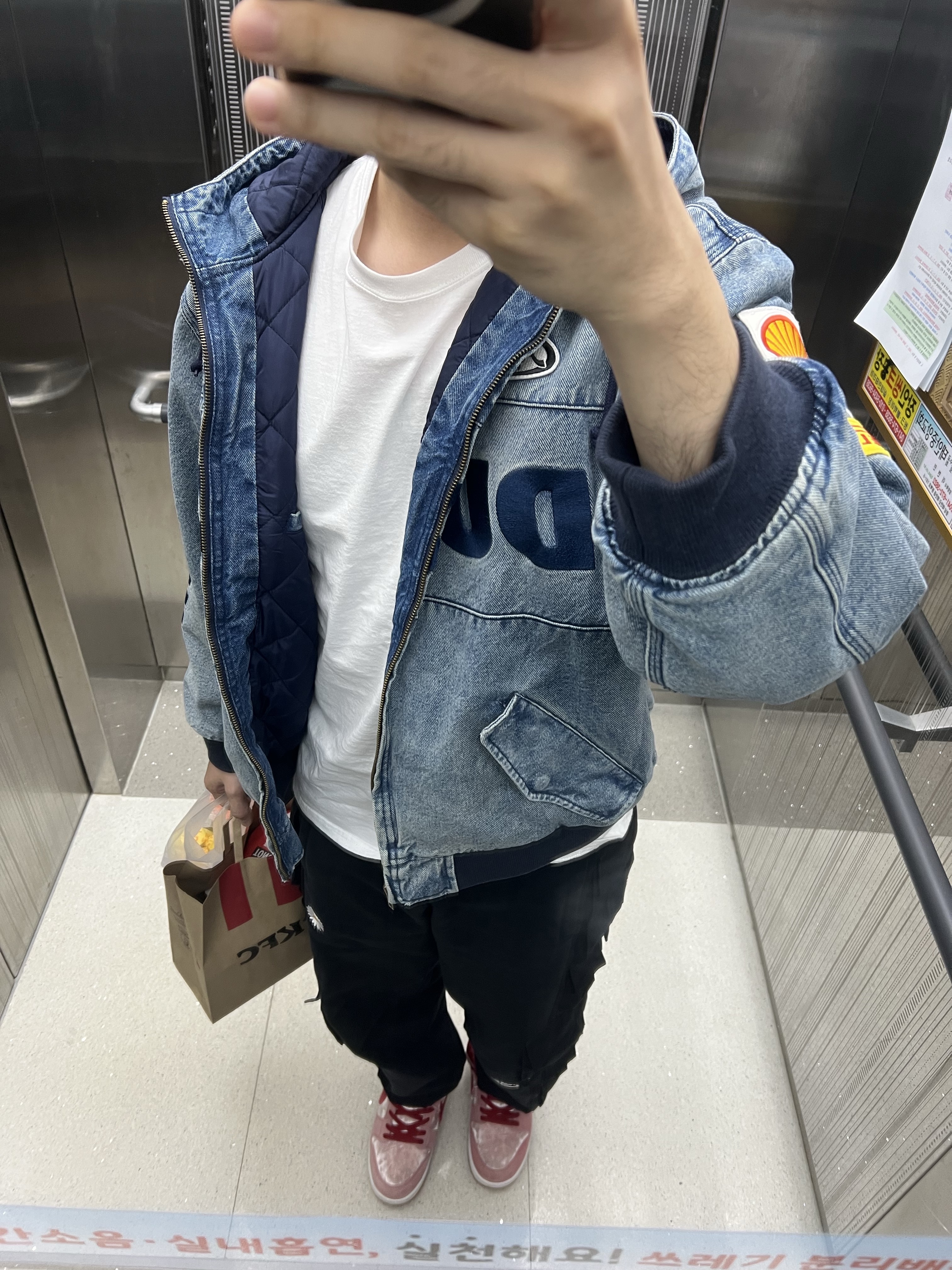 Supreme x Ducati Hooded Racing Jacket Denim - 24SS, Nike x Peaceminusone Wide Pants Black (DR0096-010) 착용 스타일