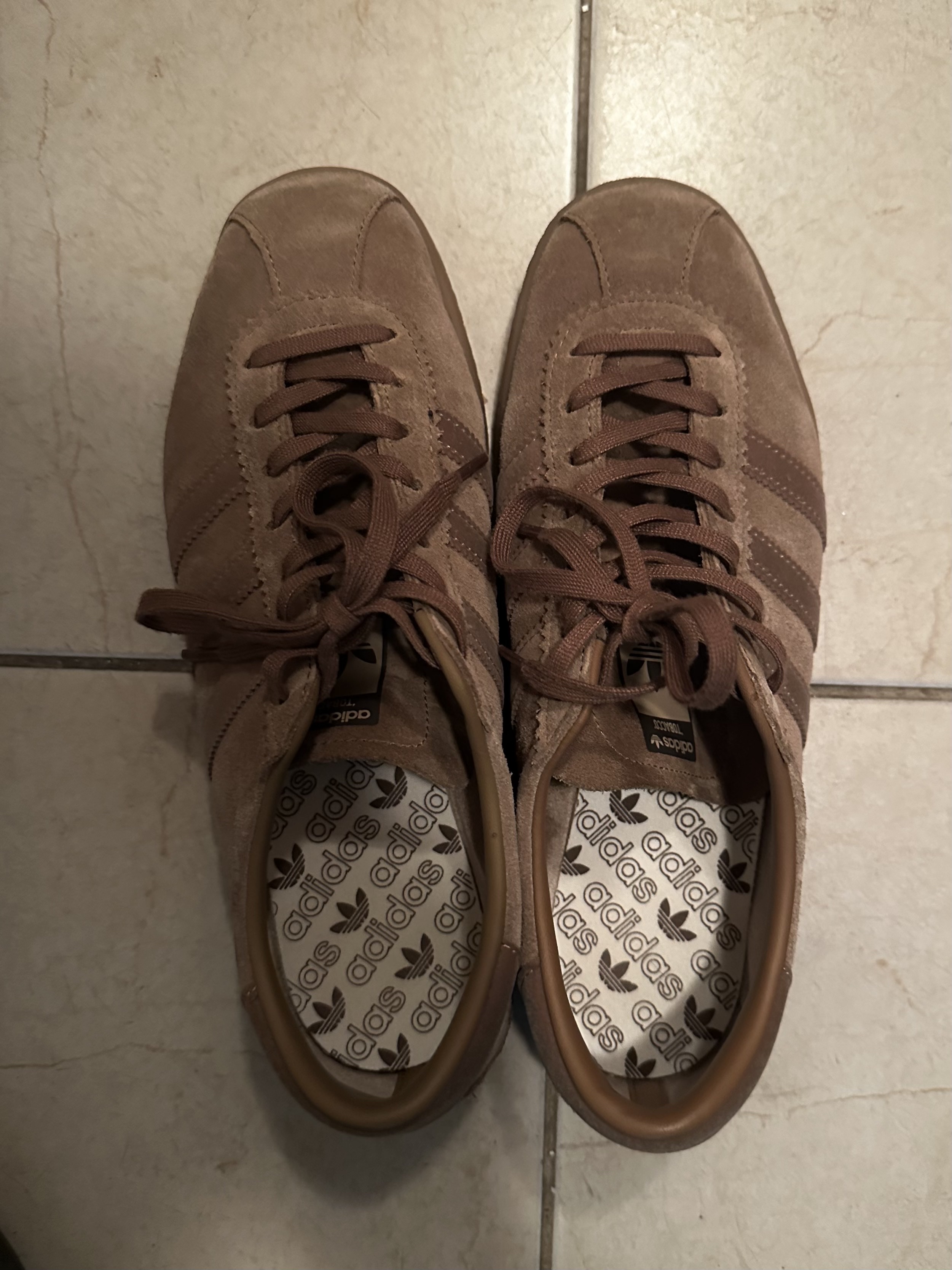 Adidas Tobacco Team Brown Desert Cardboard 착용 스타일