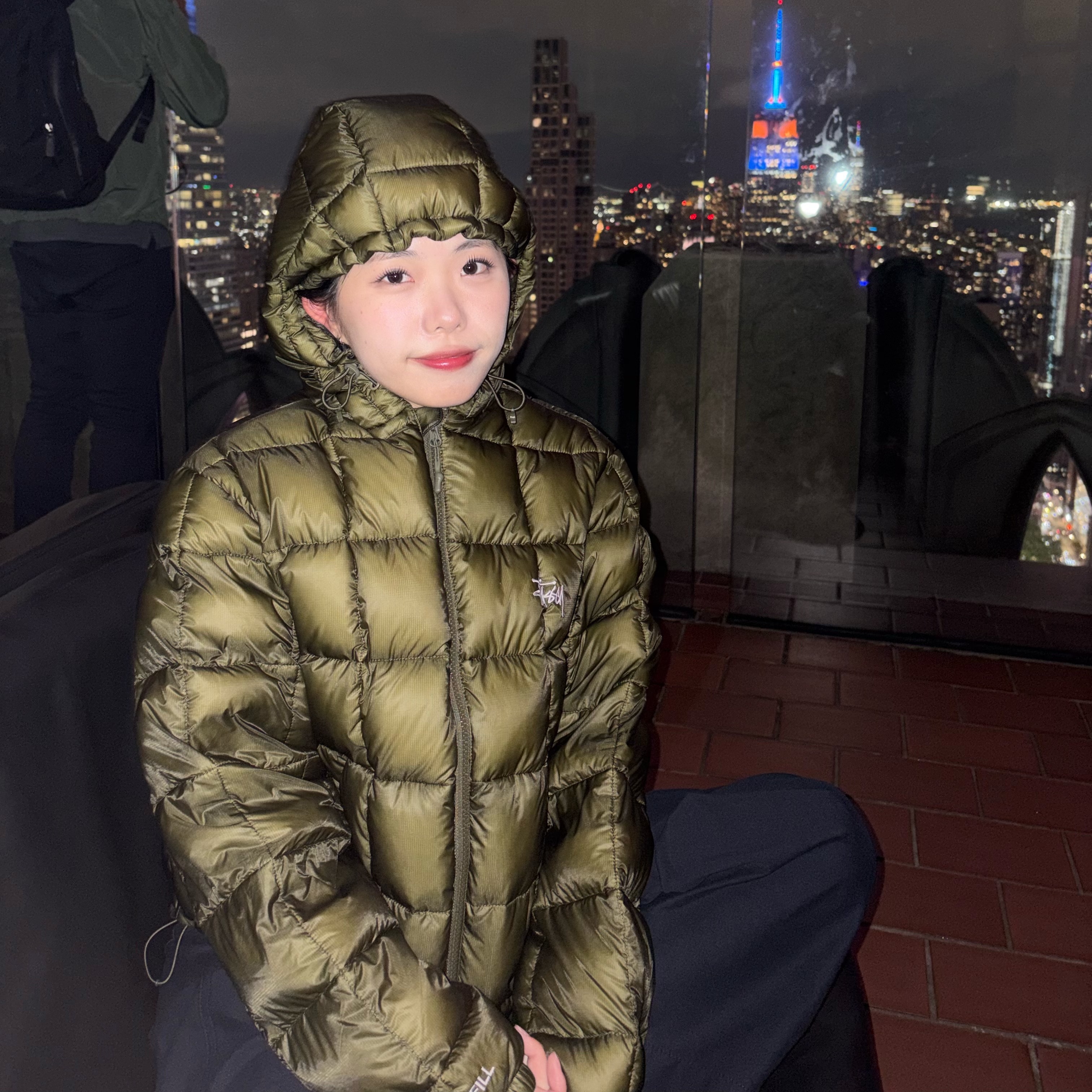 Stussy Midweight Hooded Puffer Olive 착용 스타일 - 2