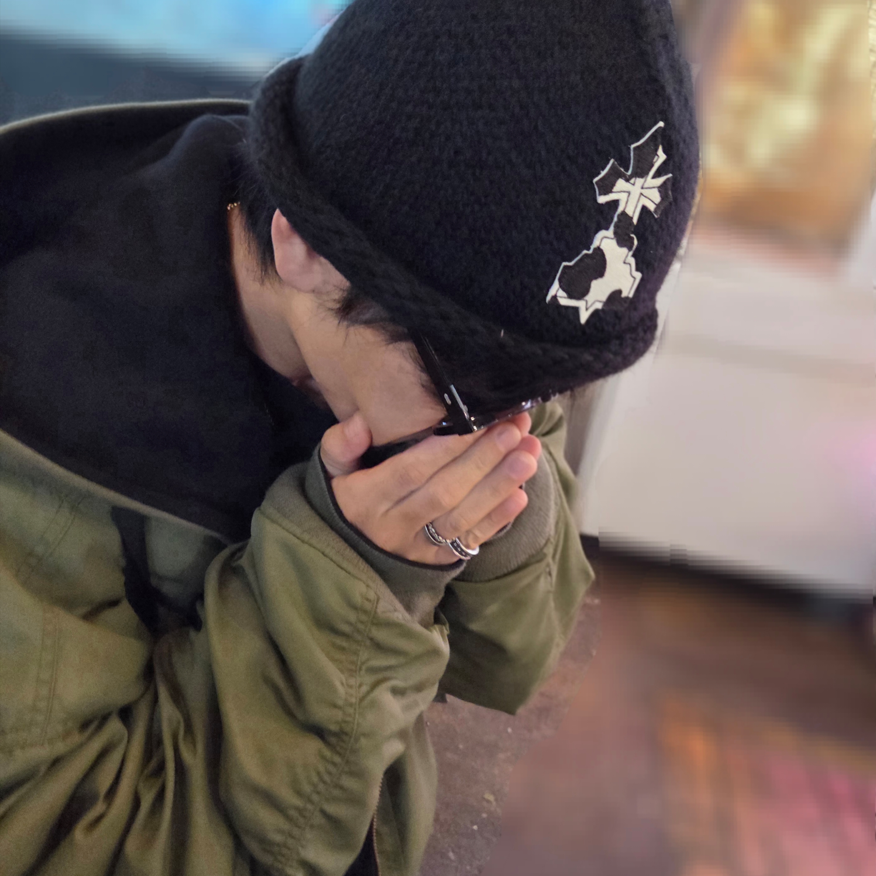 [예약 배송] Awende Pony Hair Knit Beanie, Gentle Monster South Side N 01 Black 착용 스타일
