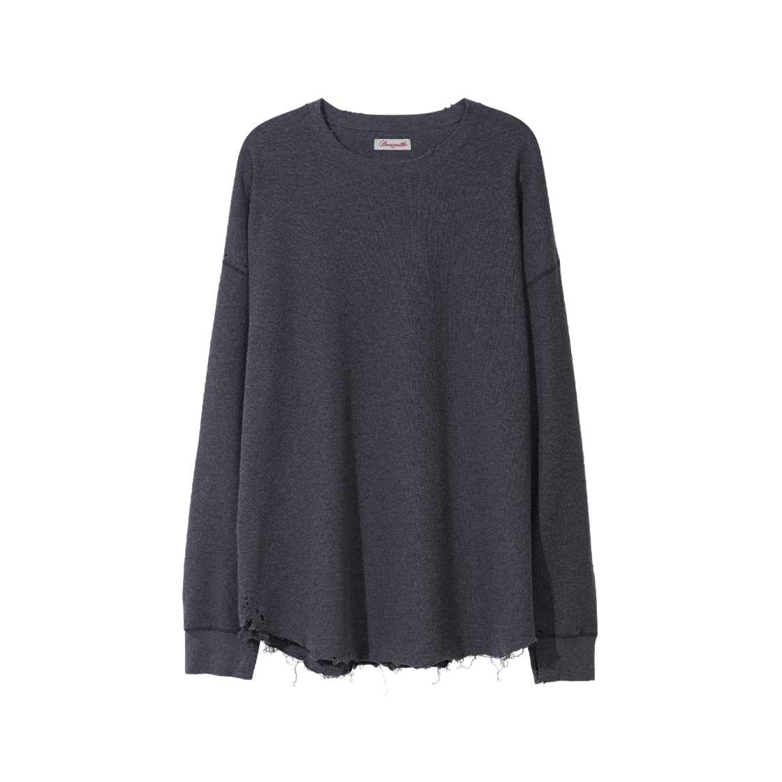 아마이유우츠 데미지 서프 크루 롱 슬리브 티 멜란지 챠콜(Amaiyuutsu Damaged Surf Crew LS Tee Melange Charcoal)