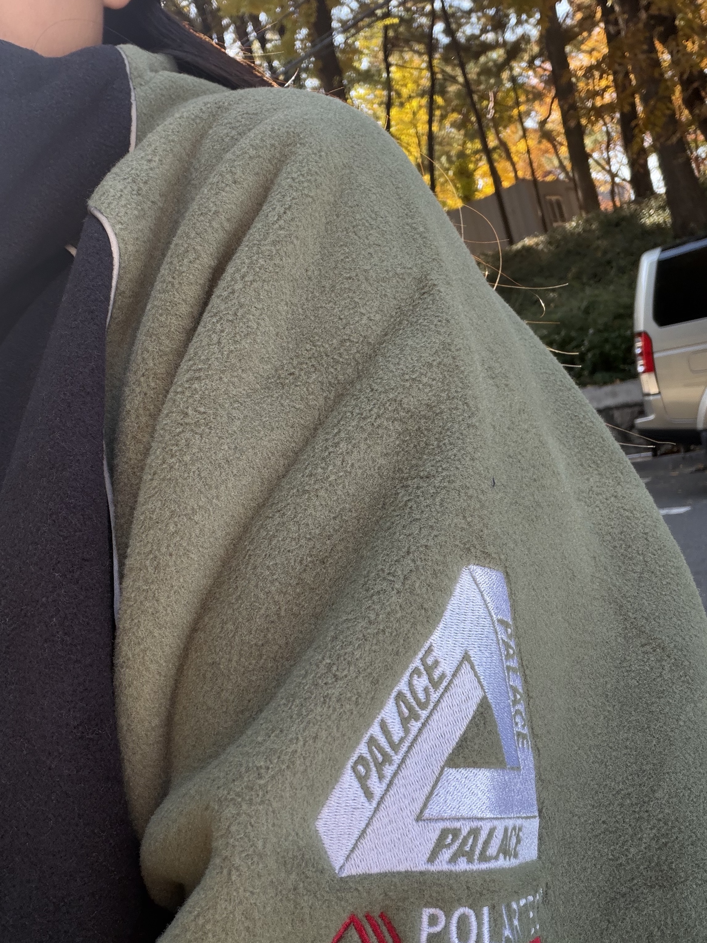 Palace Polartec Jacket Olive Black - 25FW 착용 스타일