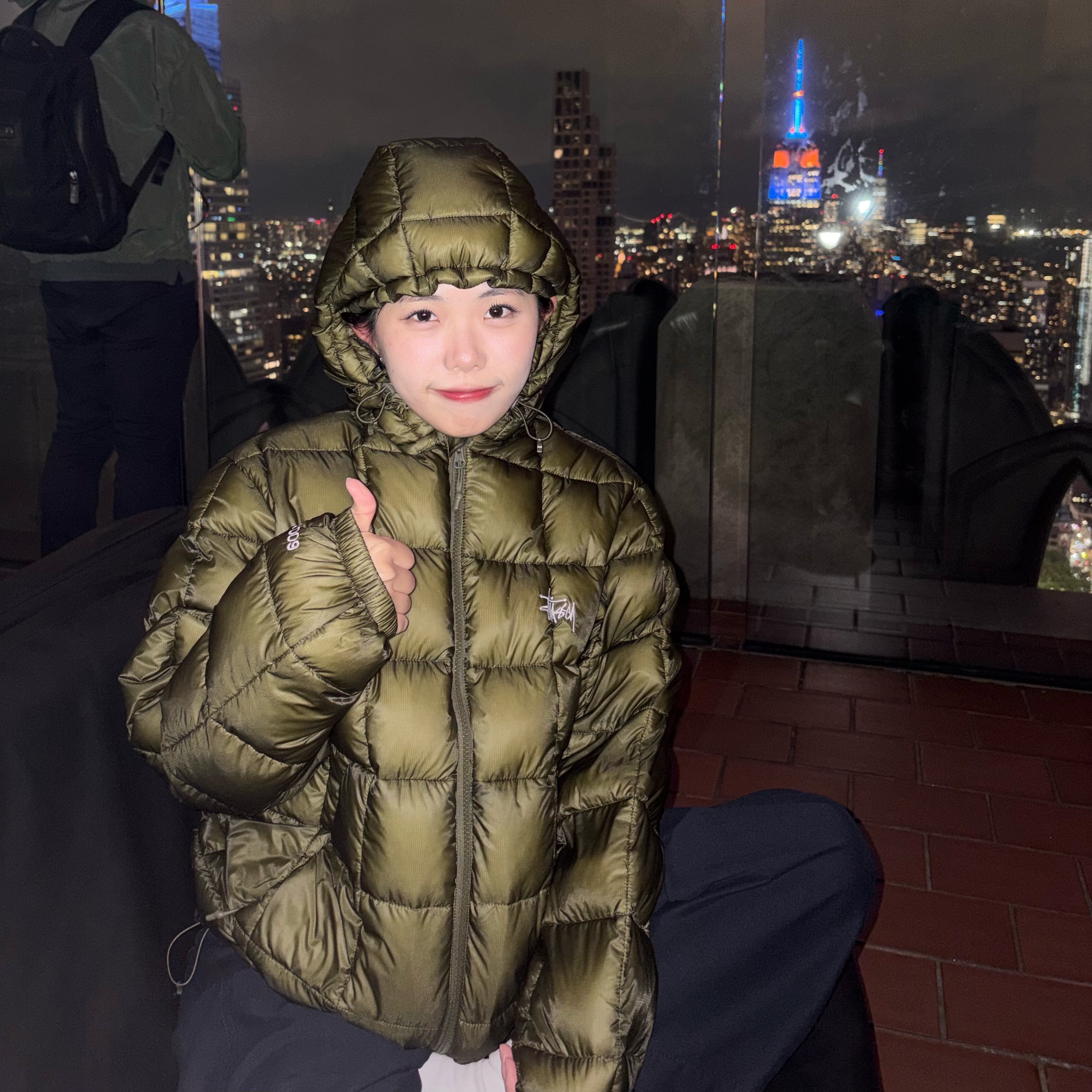 Stussy Midweight Hooded Puffer Olive 착용 스타일 - 1