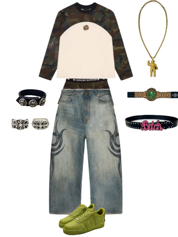 Chrome Hearts Boxer Brief Camo, Nike x Cactus Plant Flea Market Air Force 1 Low Moss 착용 스타일 - 1