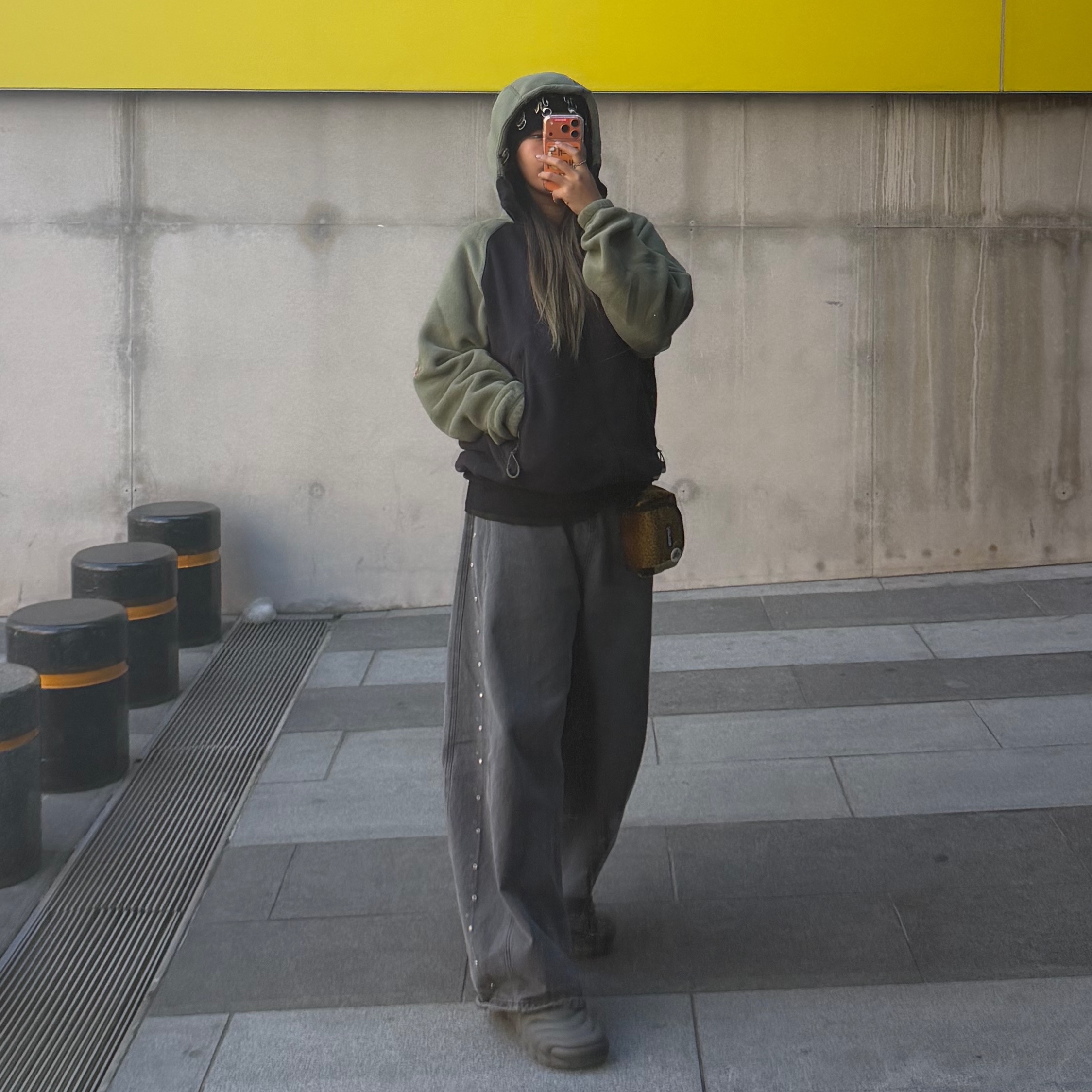 Palace Polartec Jacket Olive Black - 25FW 착용 스타일