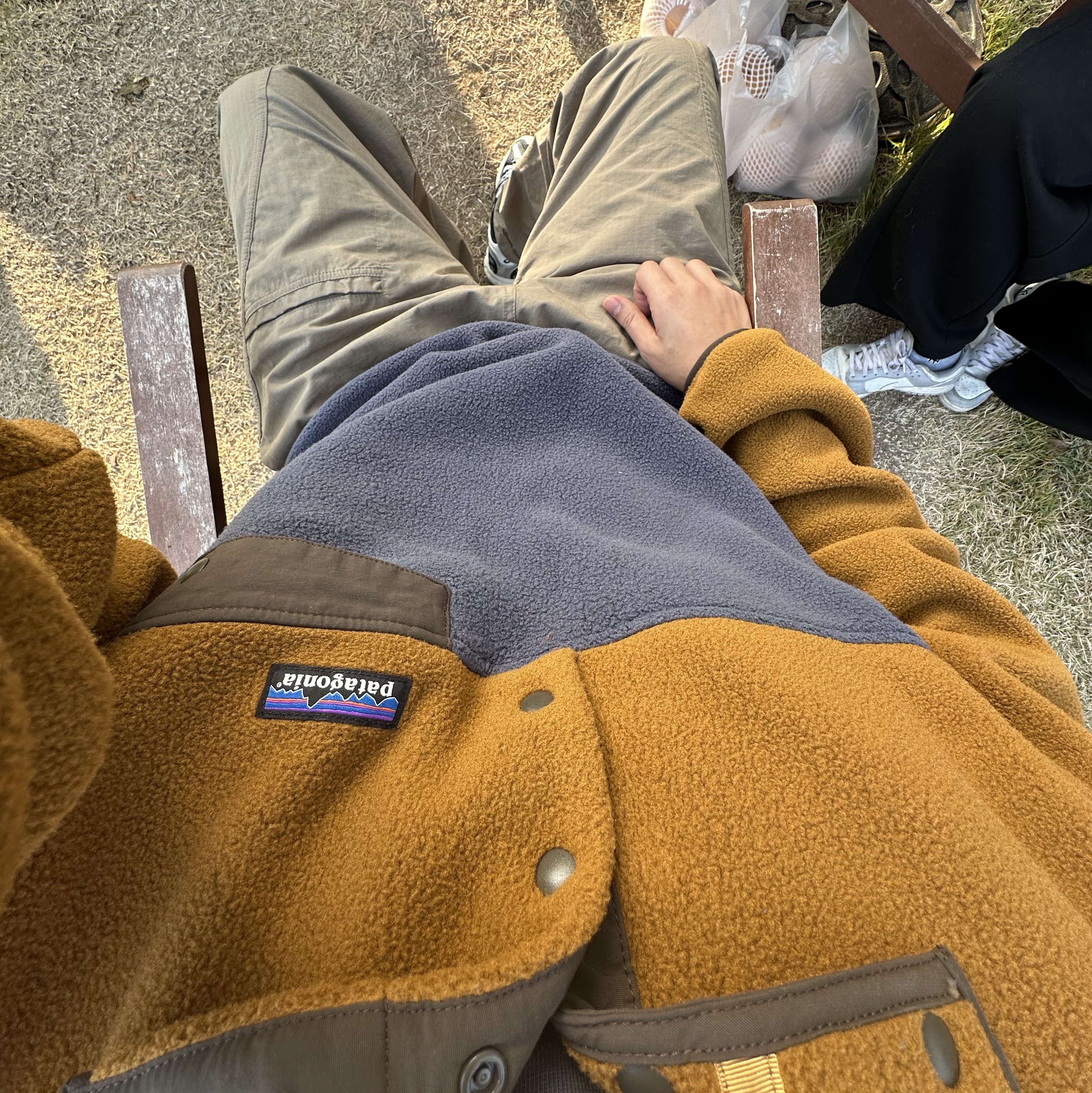 Patagonia Lightweight Synchilla Snap-T Fleece Pullover Shelter Brown 착용 스타일