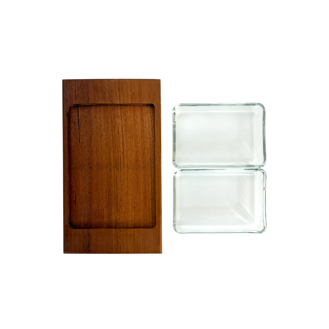 컬러하우스 1970 덴마크 빈티지 글라스 티크 우드 트레이(colorhouse 1970’s Danish Clear Glass Teak Wood Tray M)