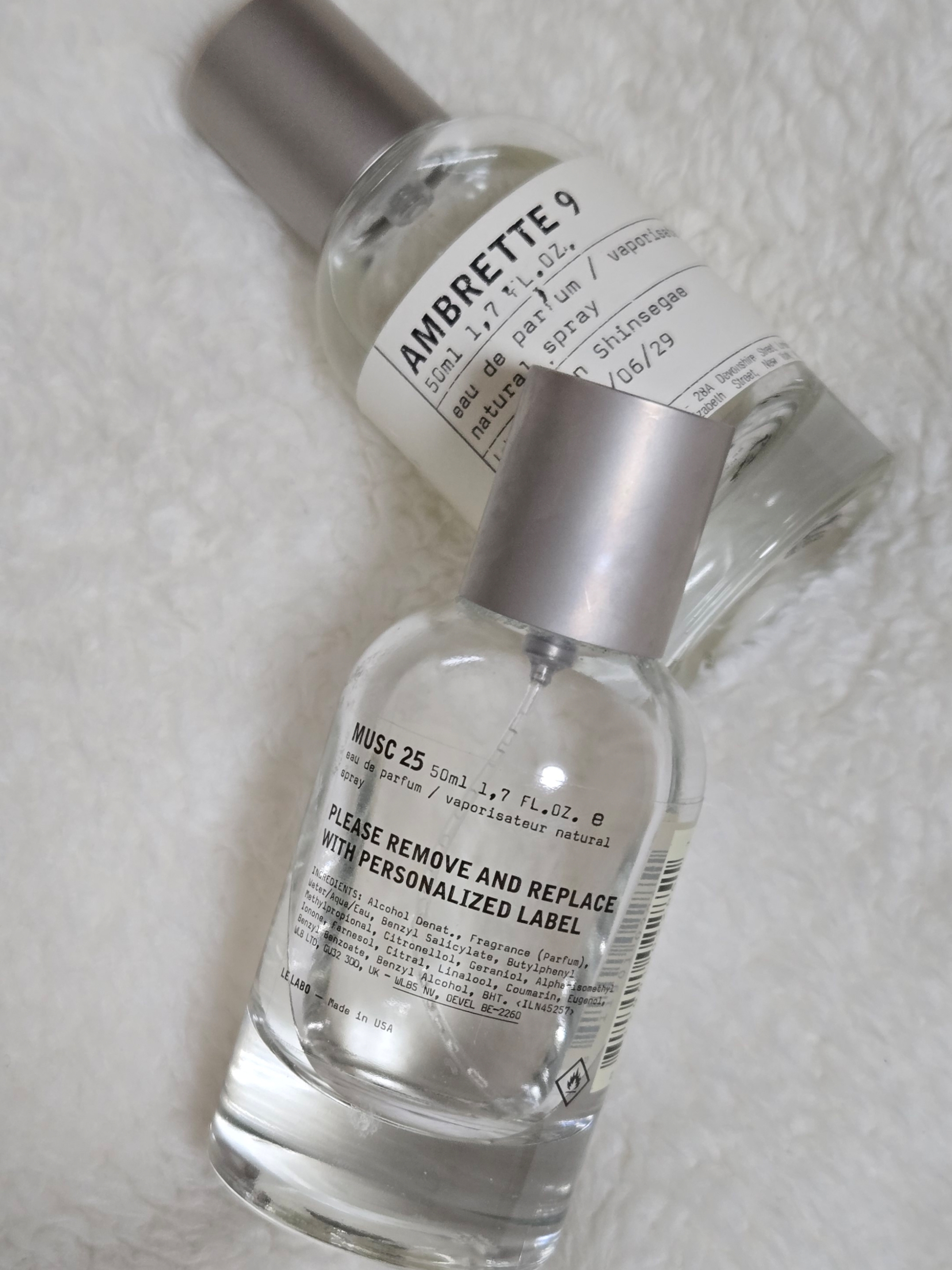 Le Labo Musc 25 Eau De Parfum 100ml, Le Labo Ambrette 9 Eau De Parfum 15ml 착용 스타일