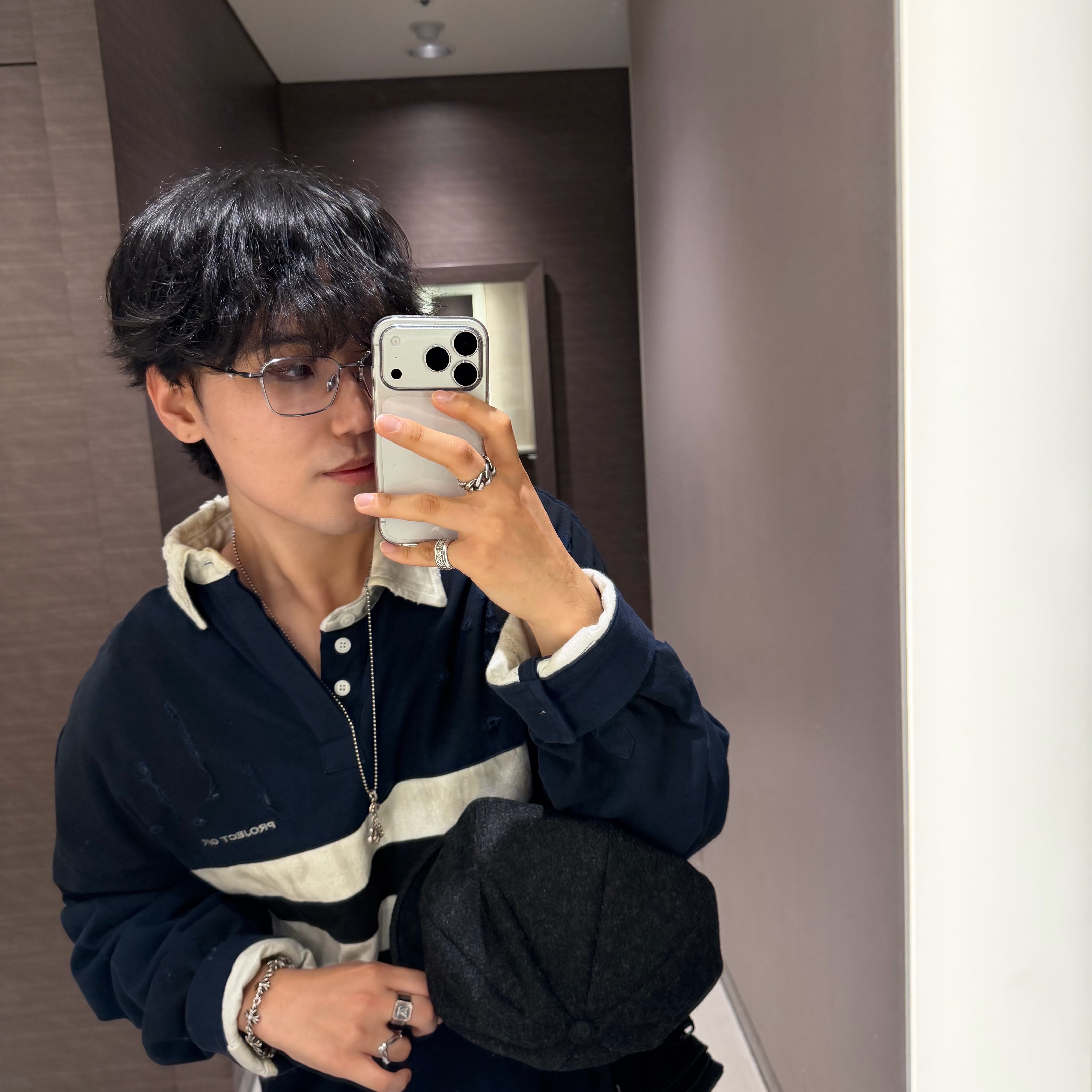 Project G/R Bullied Polo Shirts Black 착용 스타일 - 1