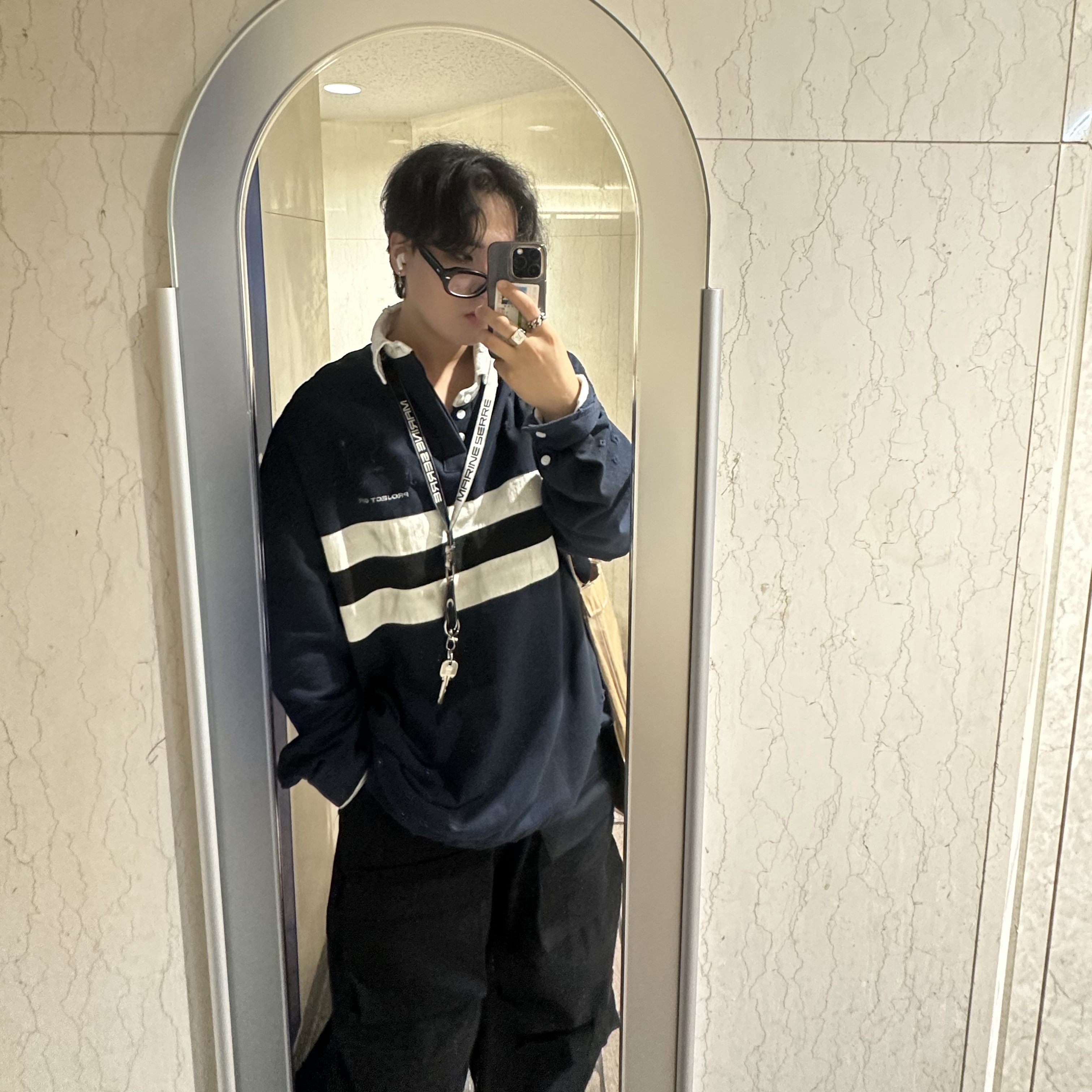 Project G/R Bullied Polo Shirts Black 착용 스타일 - 3