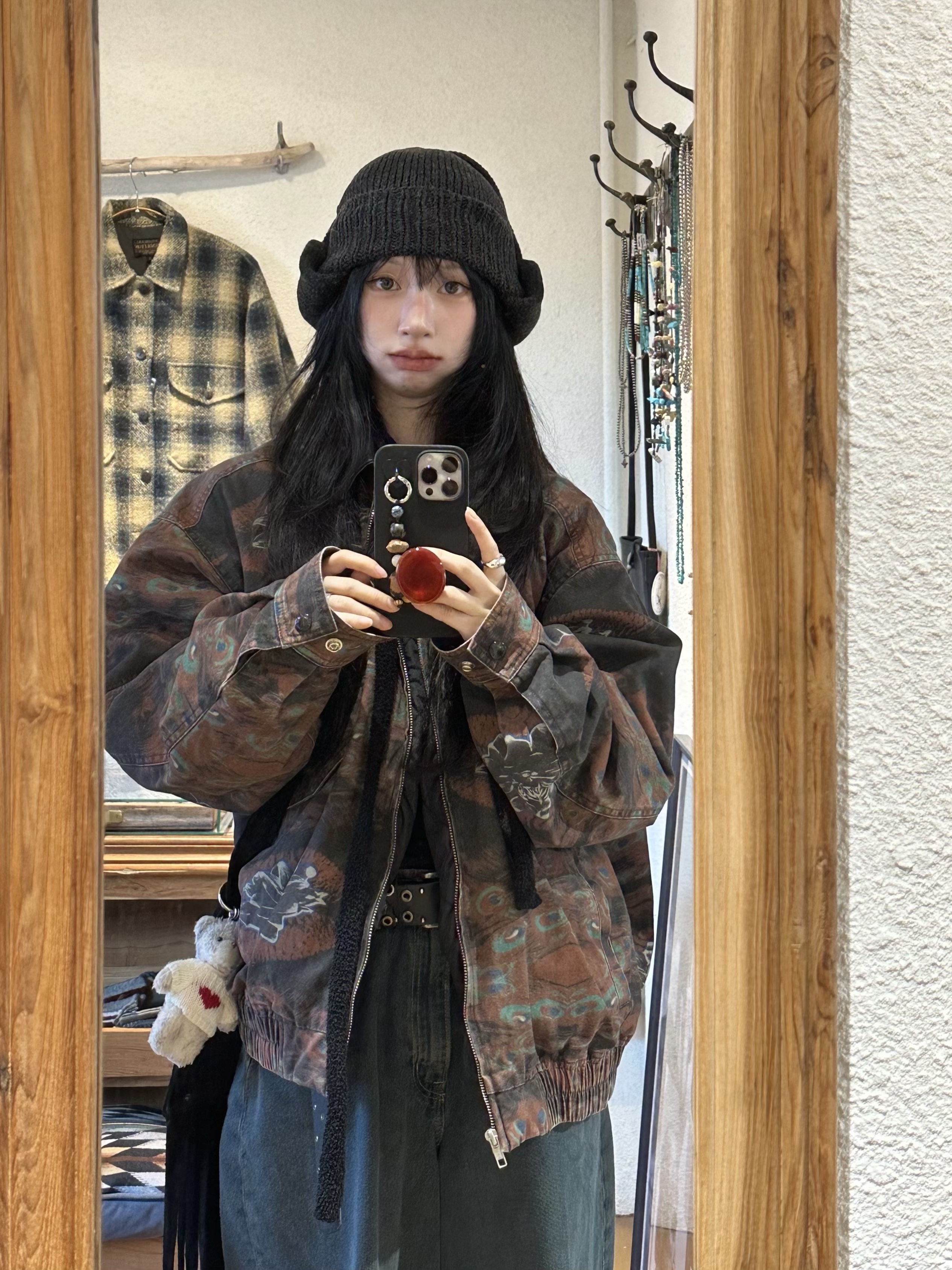 Supreme Leather Collar Utility Jacket Peacock - 23FW 착용 스타일 - 1